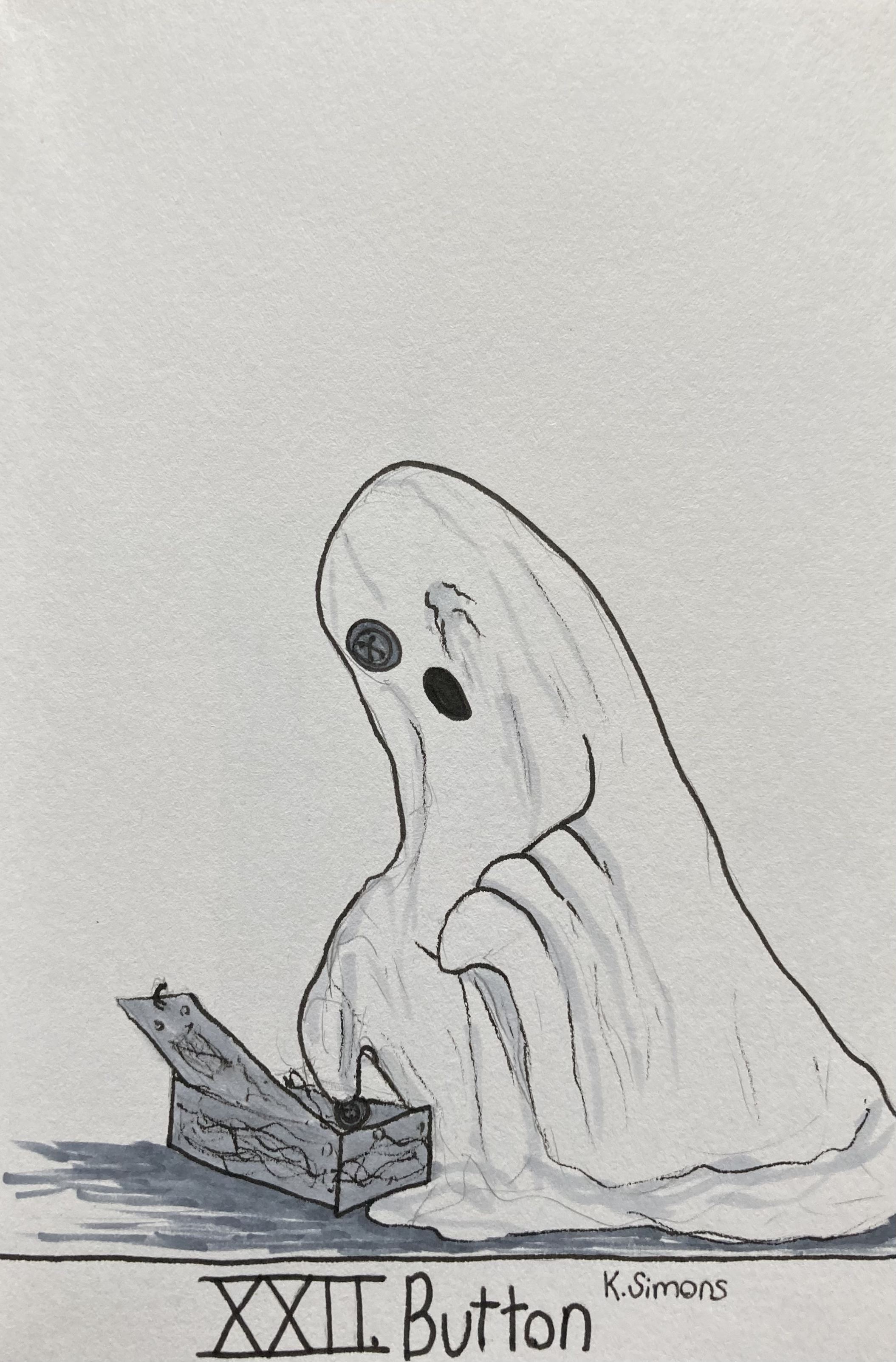 Button (Pen, pencil & marker on paper, 4x6 inches, October 2025)