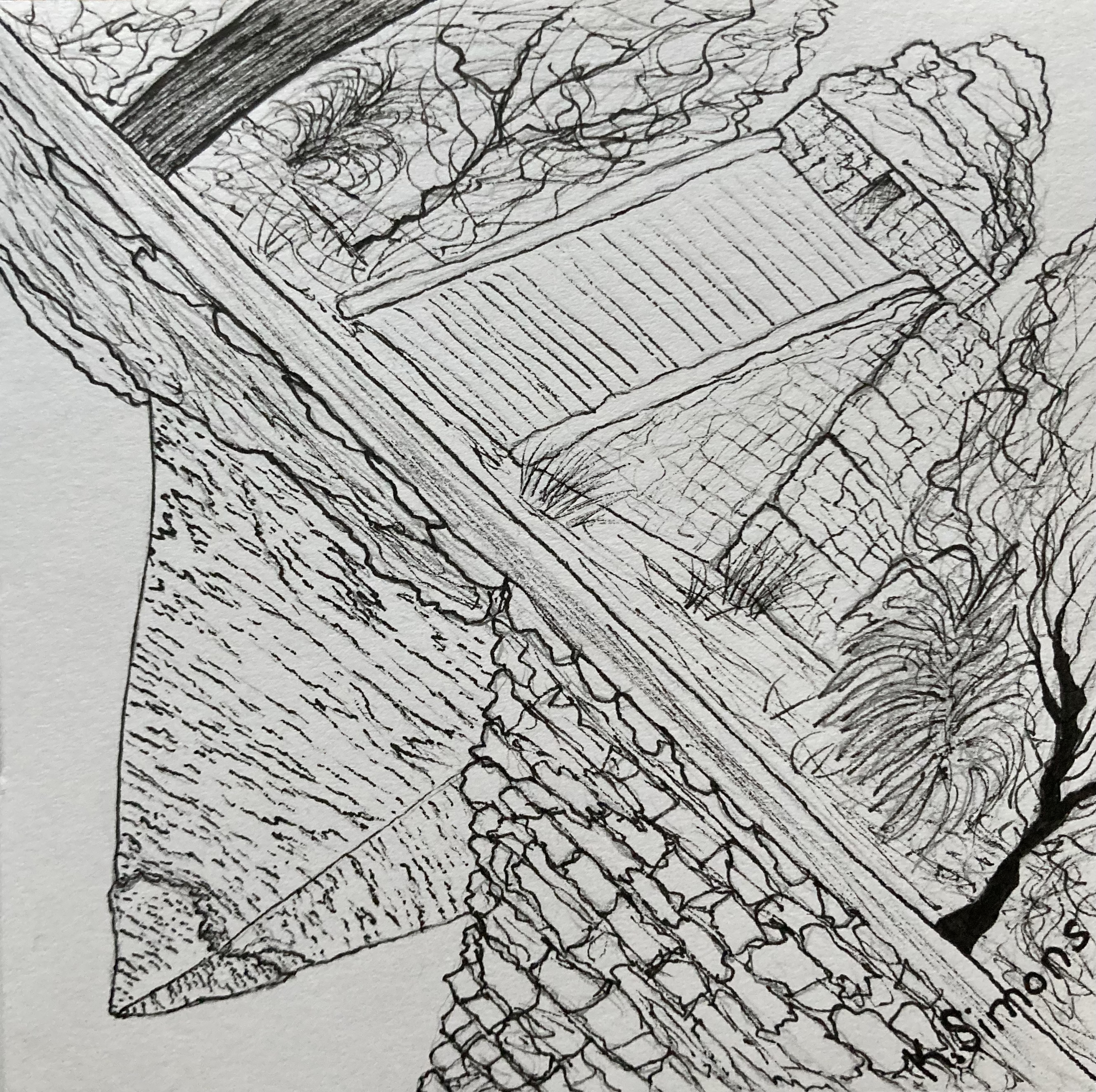 Pyramid (Pen & pencil on paper, 3.75x3.75 inches, February 2025)