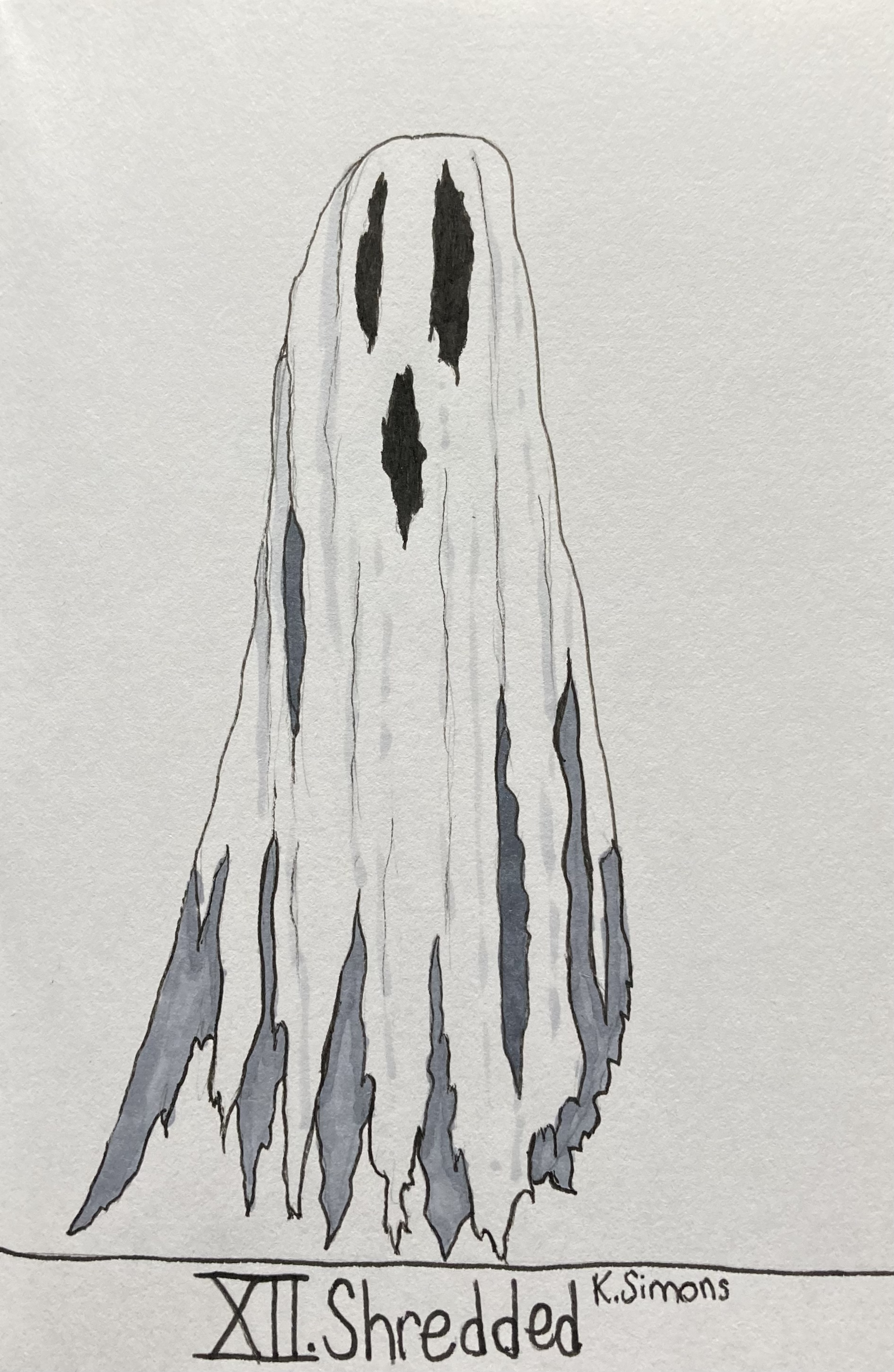 Shredded (Pen, pencil & marker on paper, 4x6 inches, October 2025)