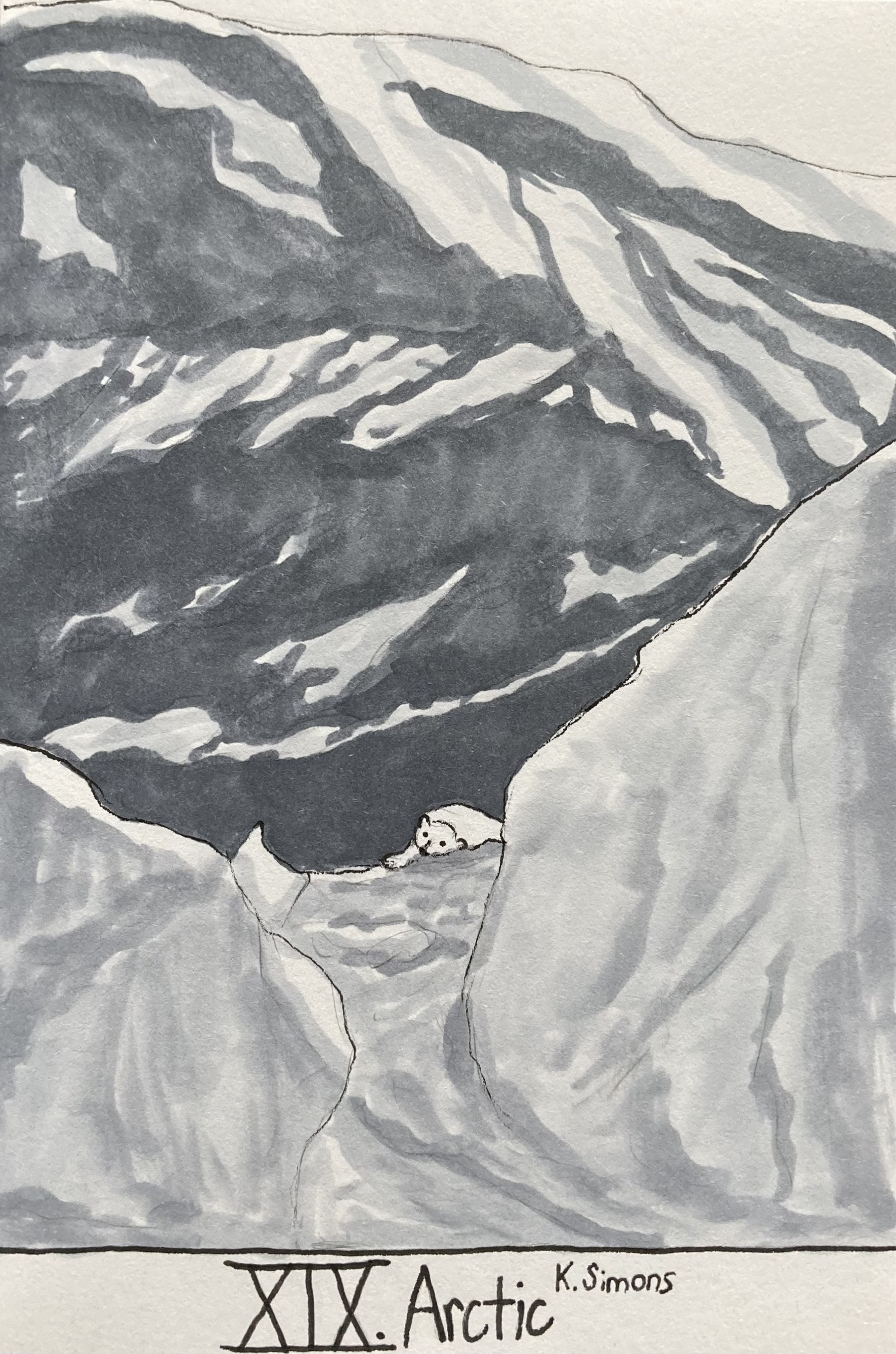 Arctic (Pen, pencil & marker on paper, 4x6 inches, October 2025)