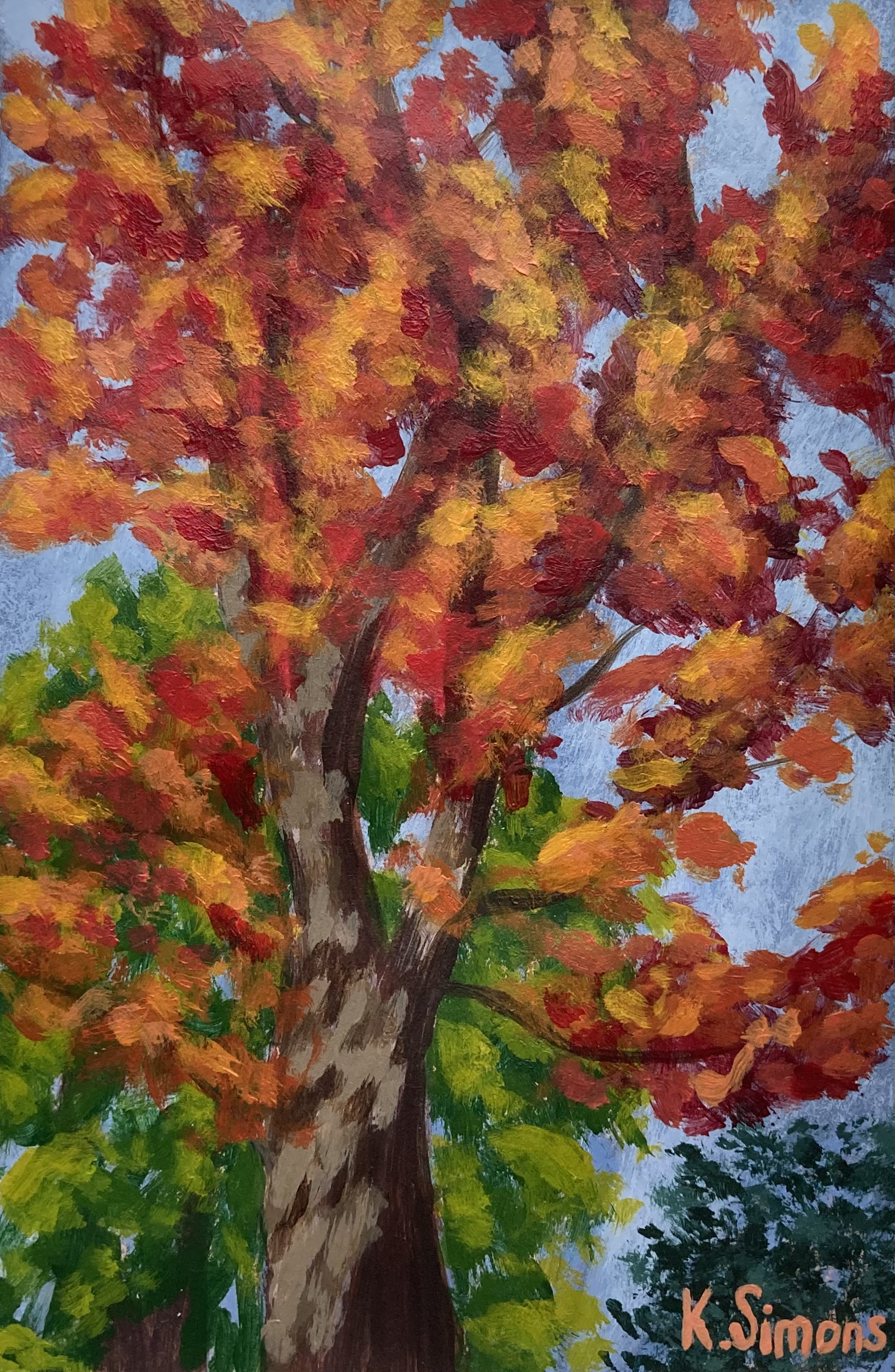 Autumn Tree (Acrylic on paper, 3.75x5.75 inches, September 2025)