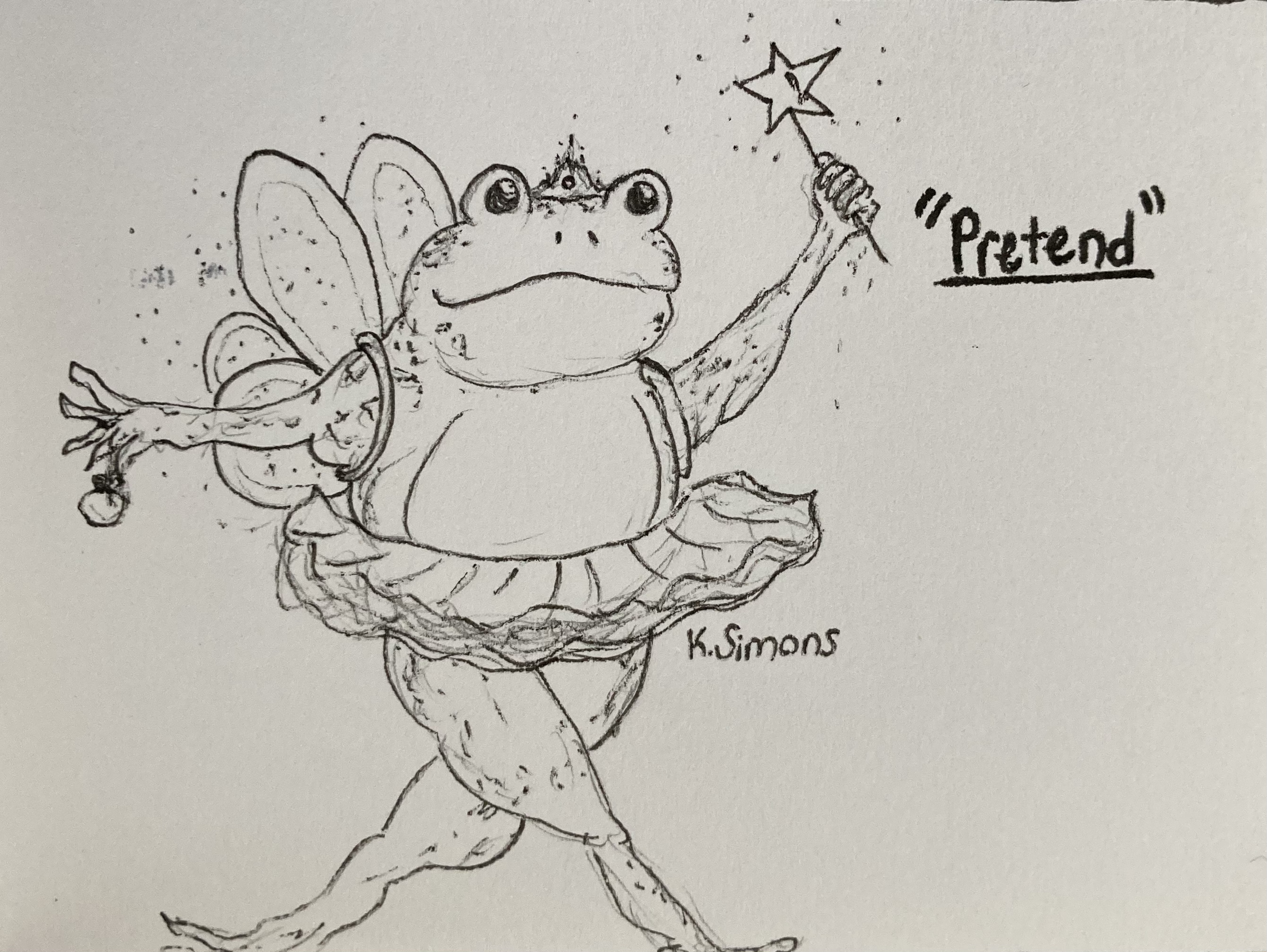 Inktober 52 #8: Pretend (Pen & pencil on paper, 4x3 inches, February 2026)