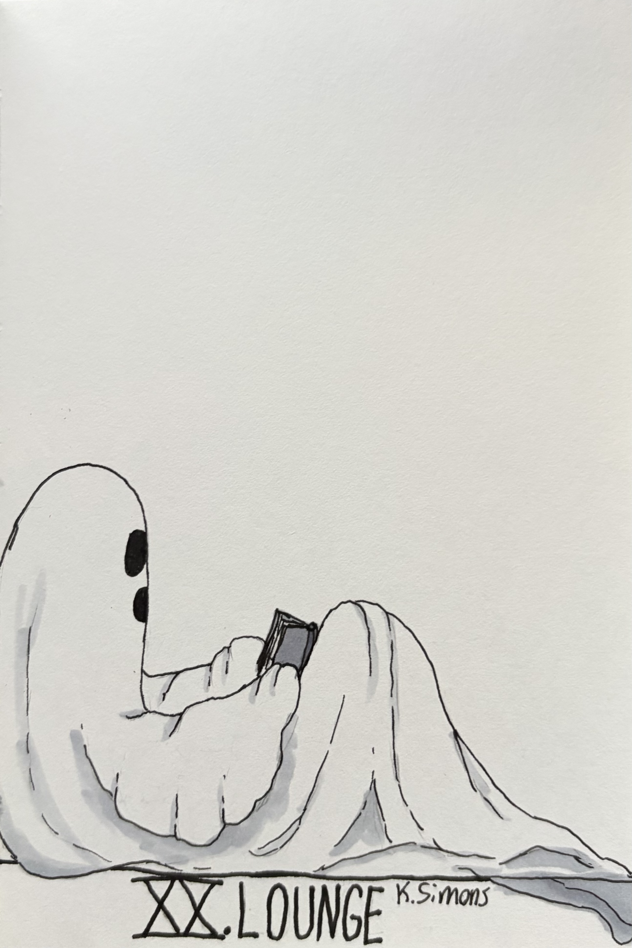 Lounge (Pen, pencil & marker on paper, 4x6 inches, October 2026)