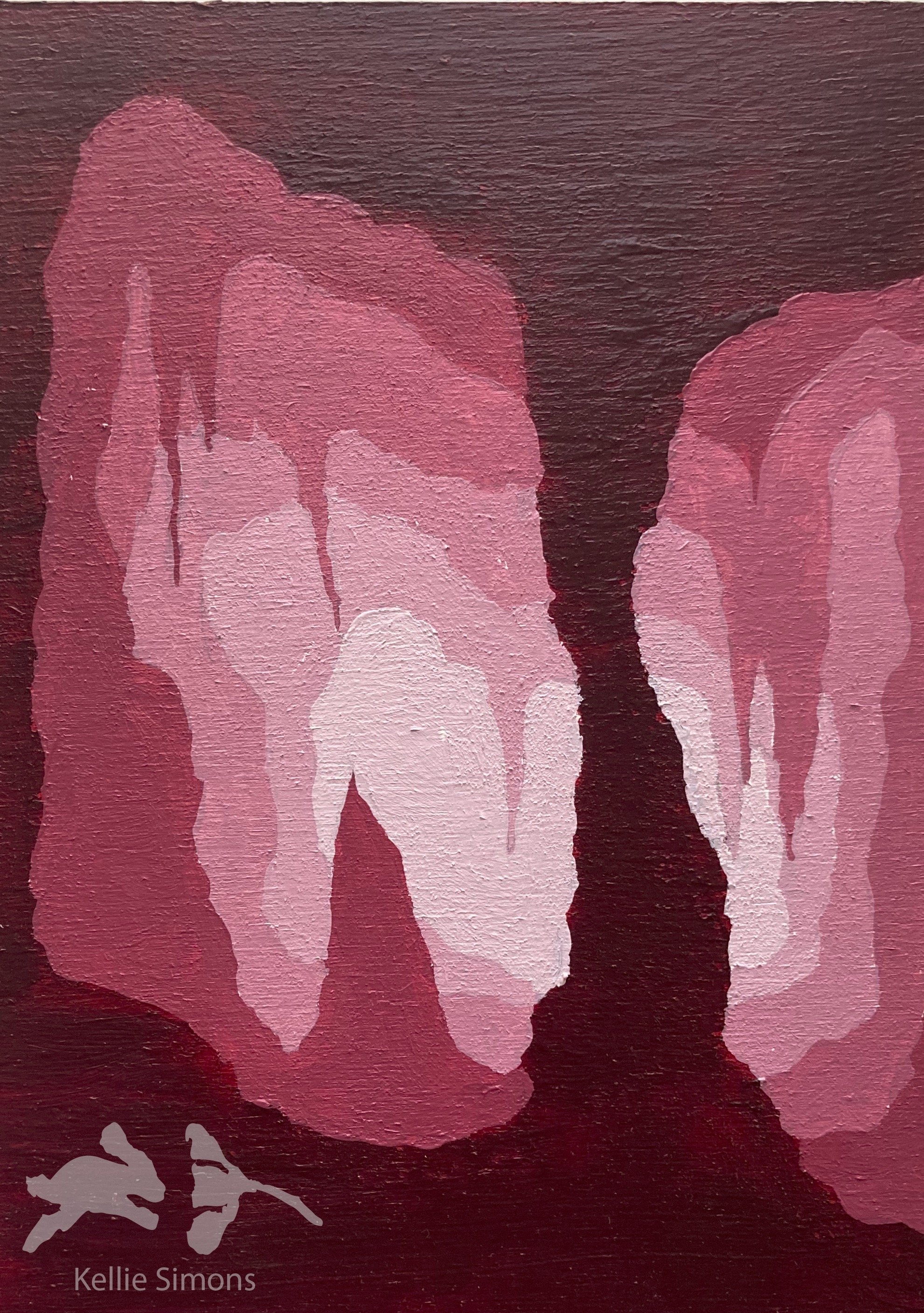 Alizarin Crimson Cave (Acrylic on board, 5x7 inches, November 2020)