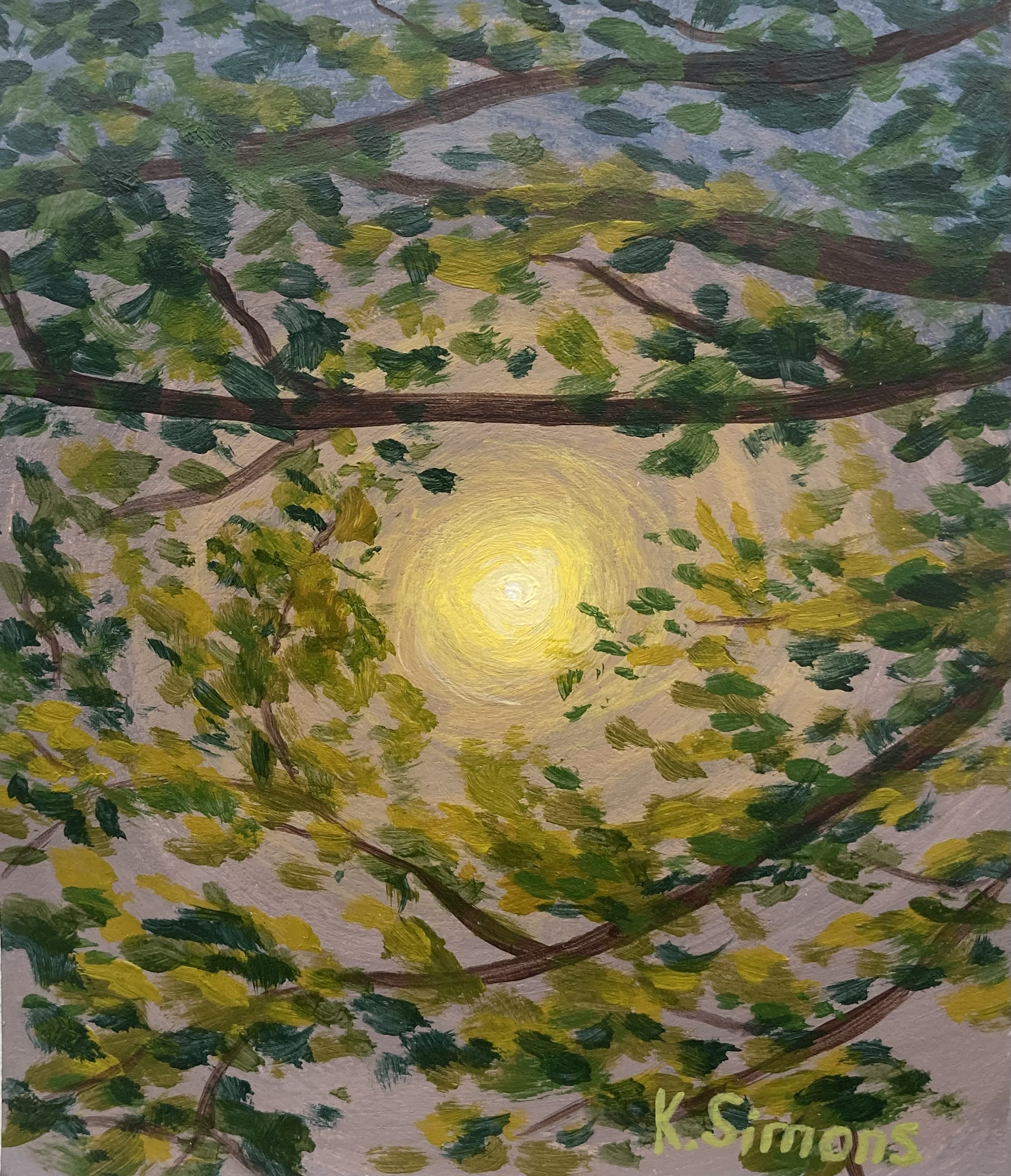 Winter Morning Light I (Acrylic on paper, 3.25x3.75 inches, January 2026)