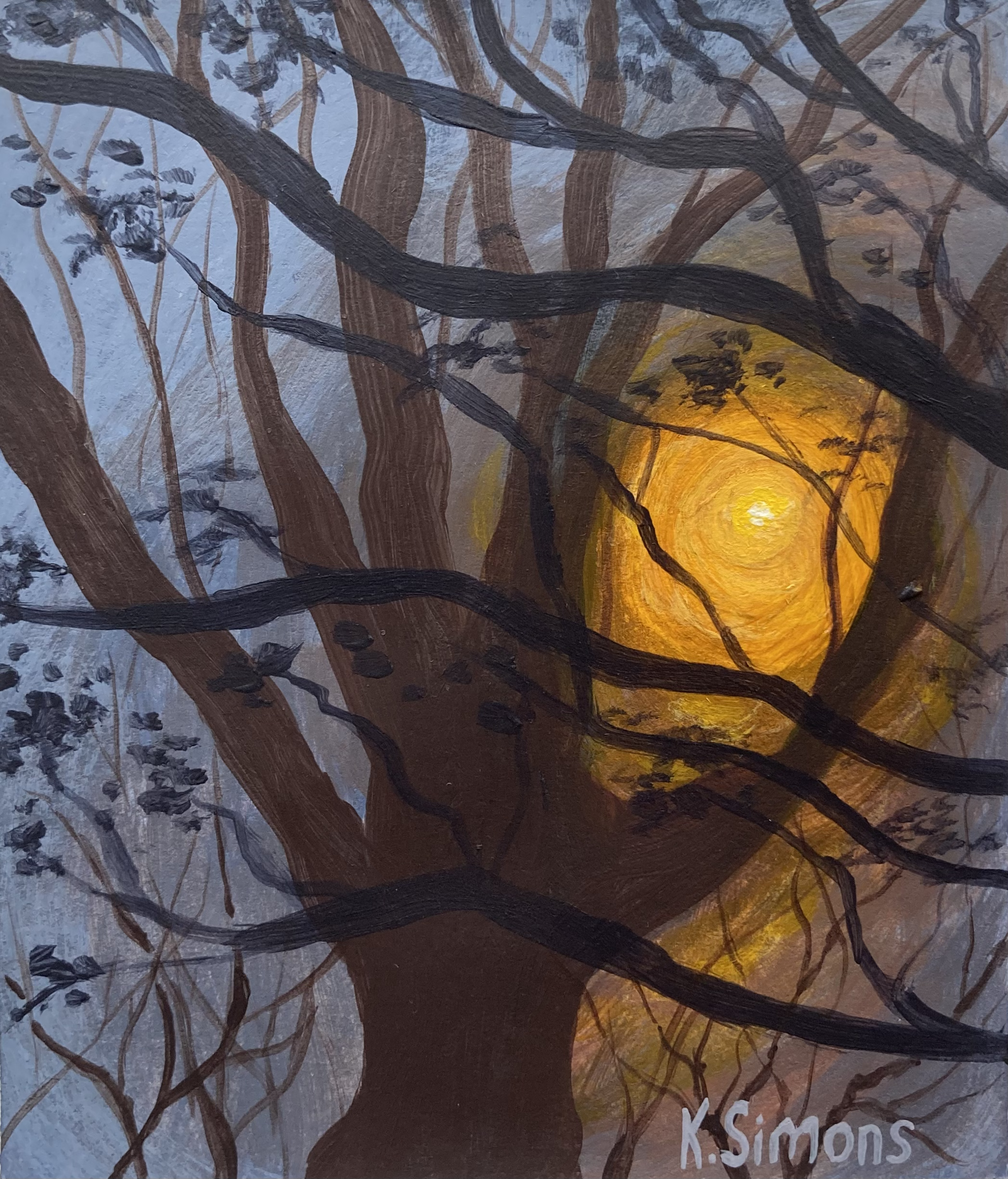 Winter Morning Light II (Acrylic on paper, 3.25x3.75 inches, January 2026)