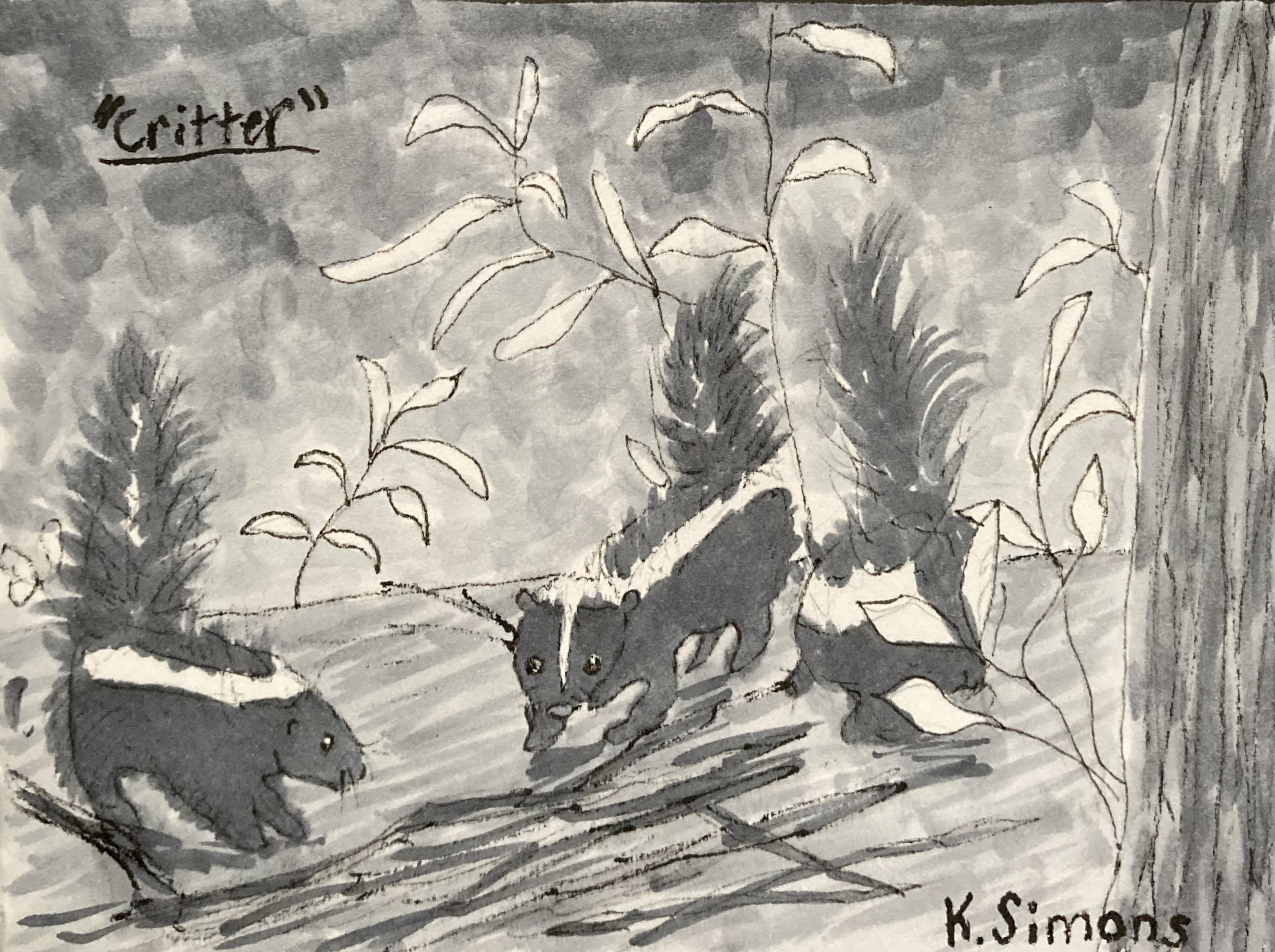 Critter (Pen, pencil & marker on paper, 4x3 inches, April 2026)