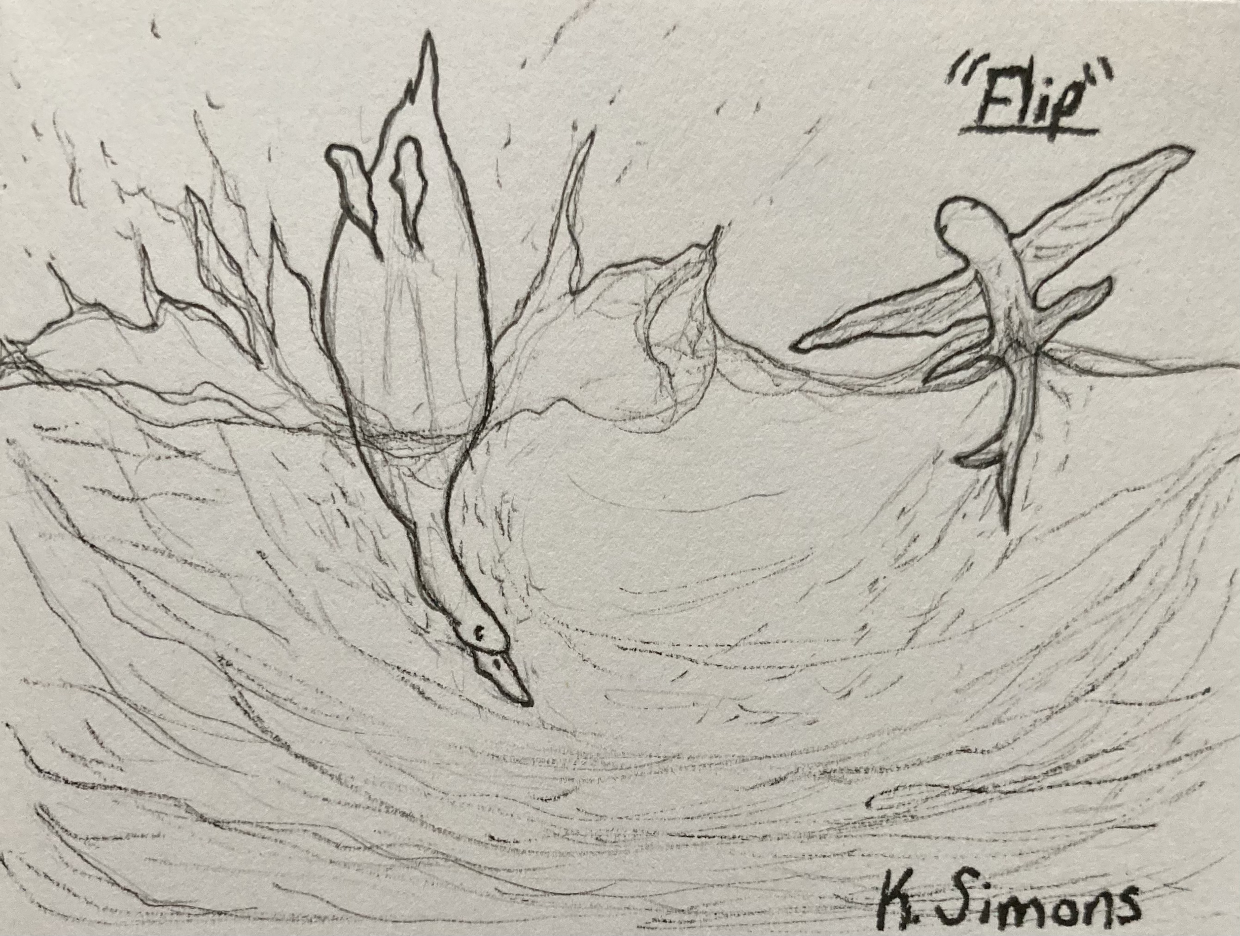 Flip (Pen & pencil on paper, 4x3 inches, June 2026)