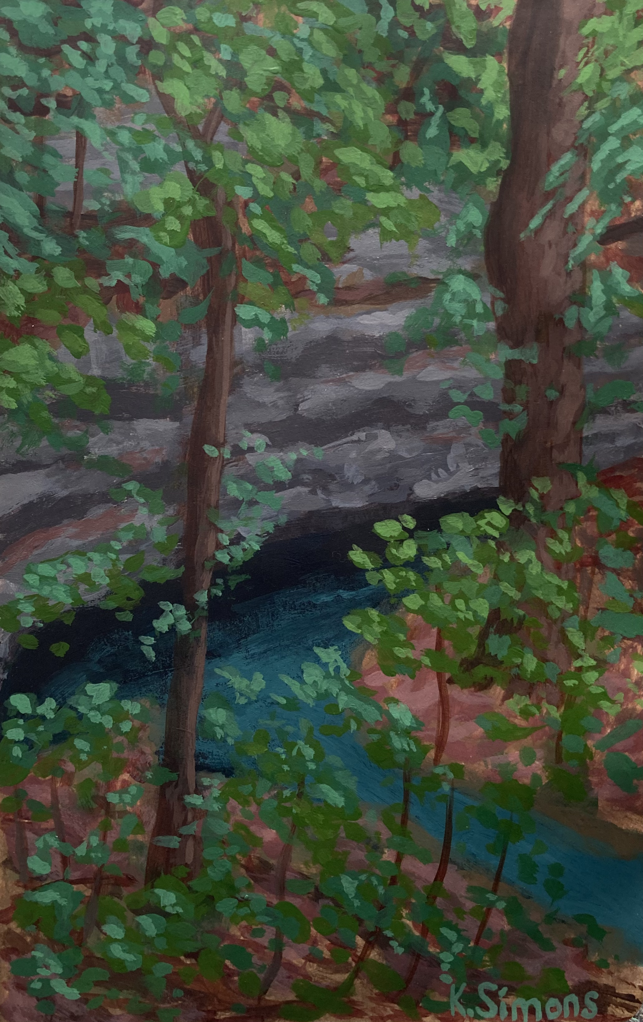 Green River (Acrylic on paper, 5x8 inches, November 2025)