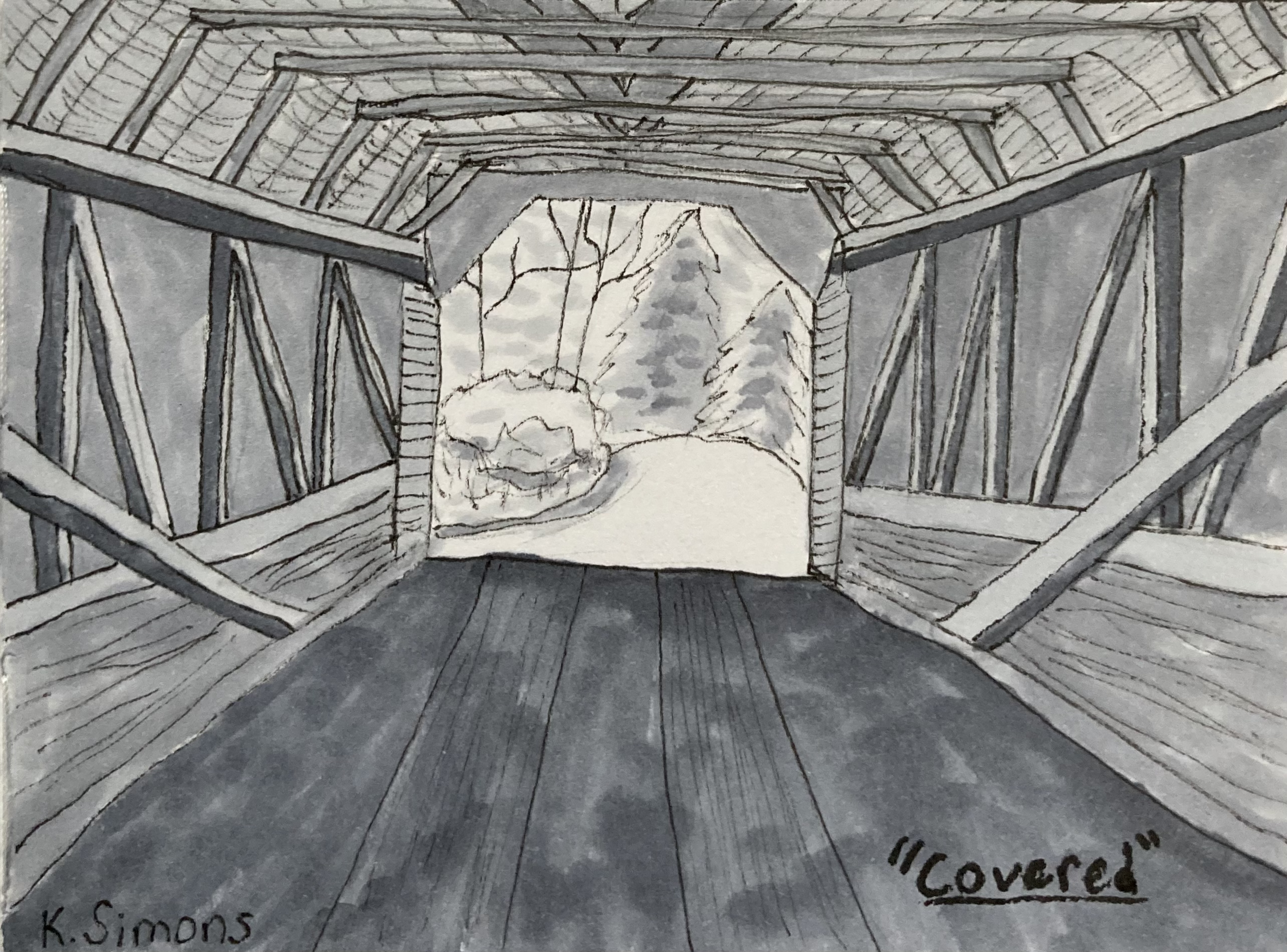 Inktober 52 #12: Covered (Pen, pencil & marker on paper, 4x3 inches, March 2026)