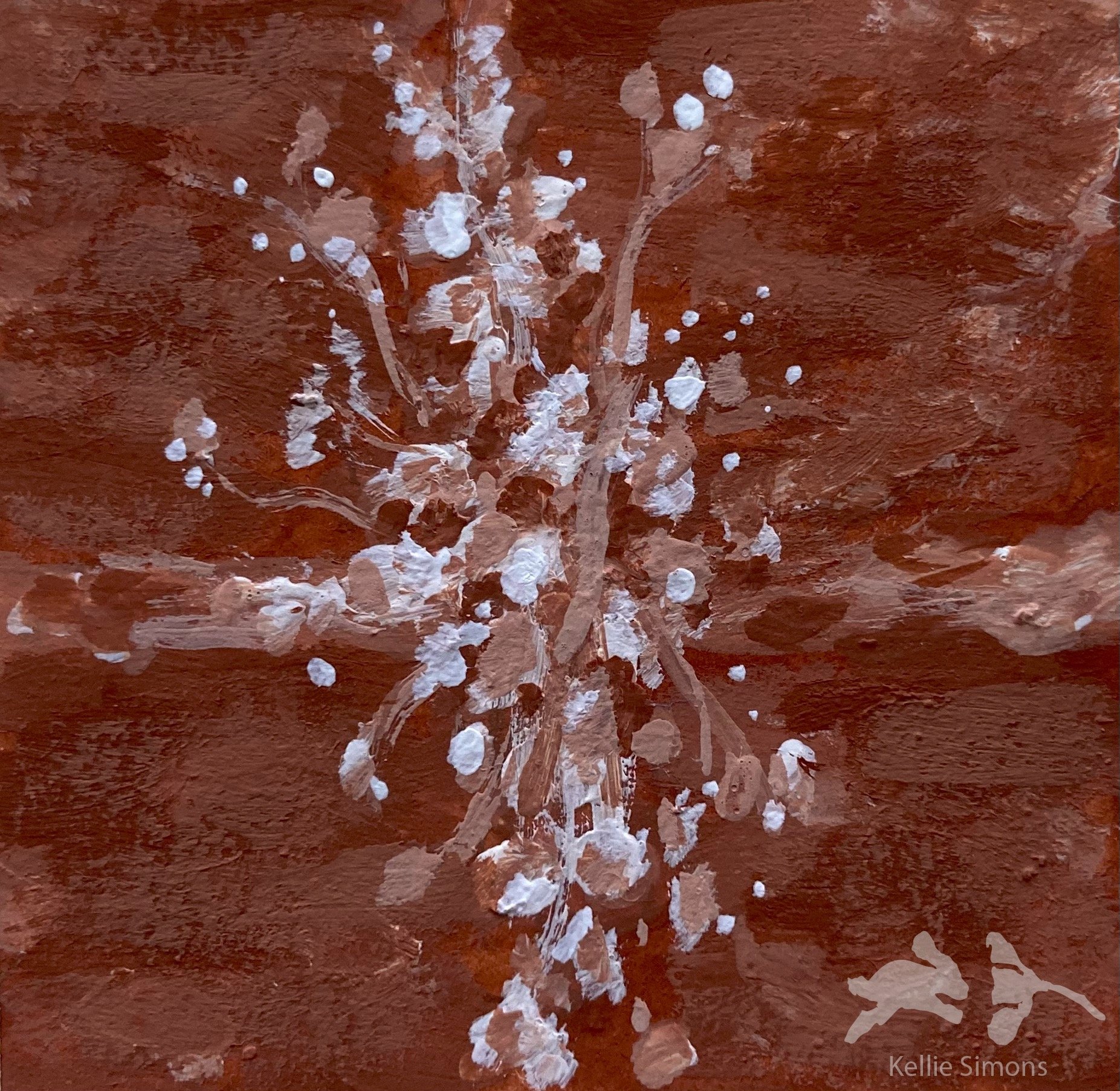 Sprouting from the Cracks (Gouache on paper, 1.5x1.5 inches, December 2023)