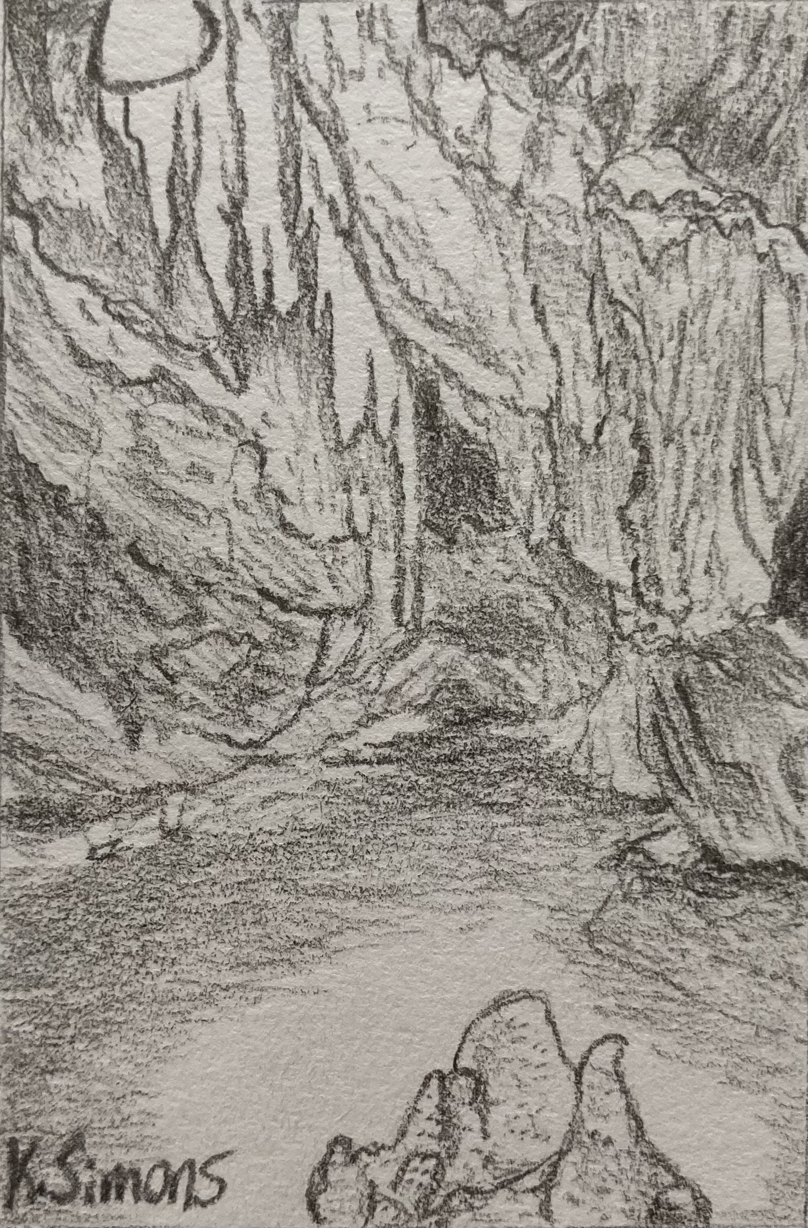 Shenandoah Caverns (Pencil on paper, 2x3 inches, June 2025)