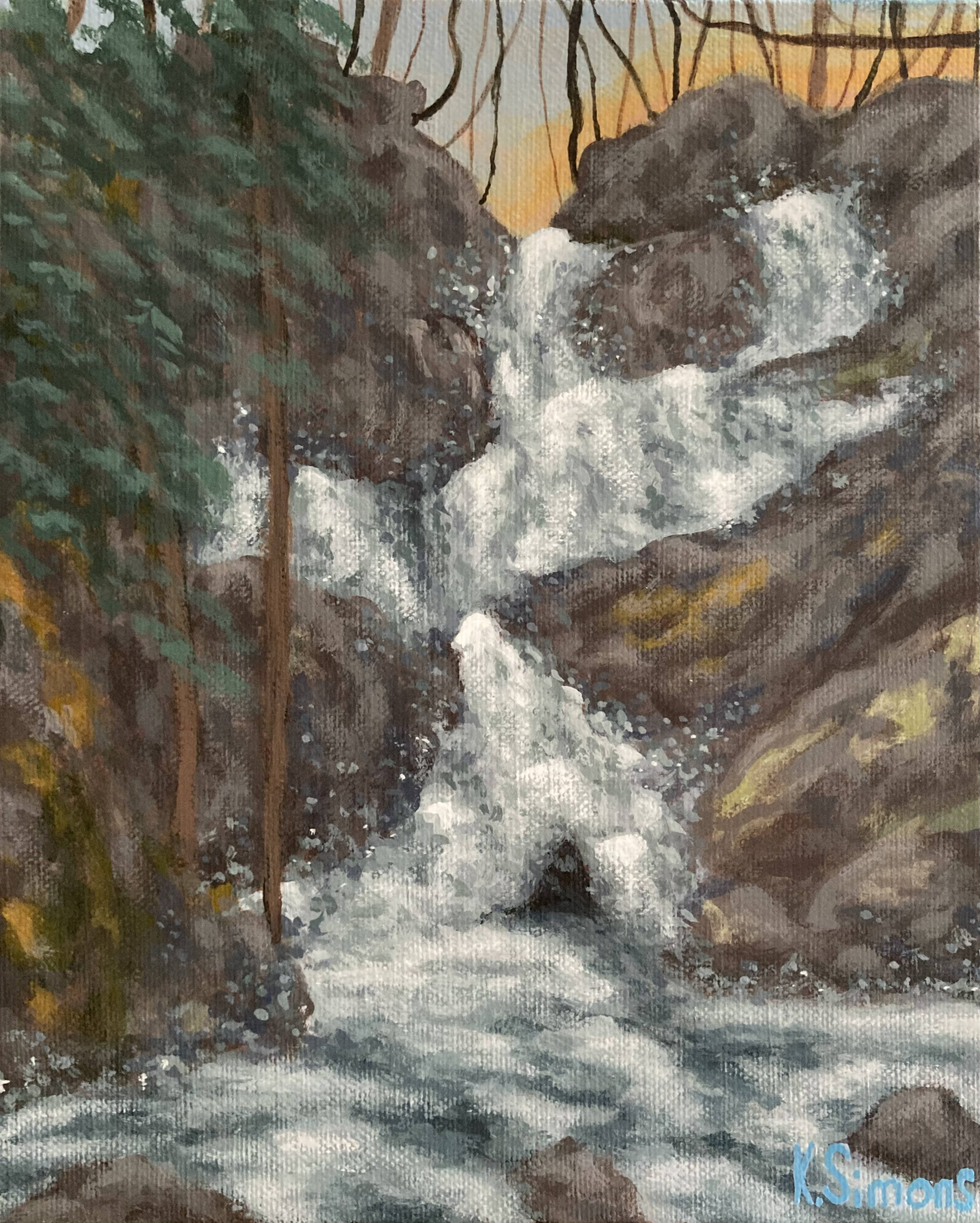 Frozen Waterfall (Acrylic on canvas, 8x10 inches, January 2025)
