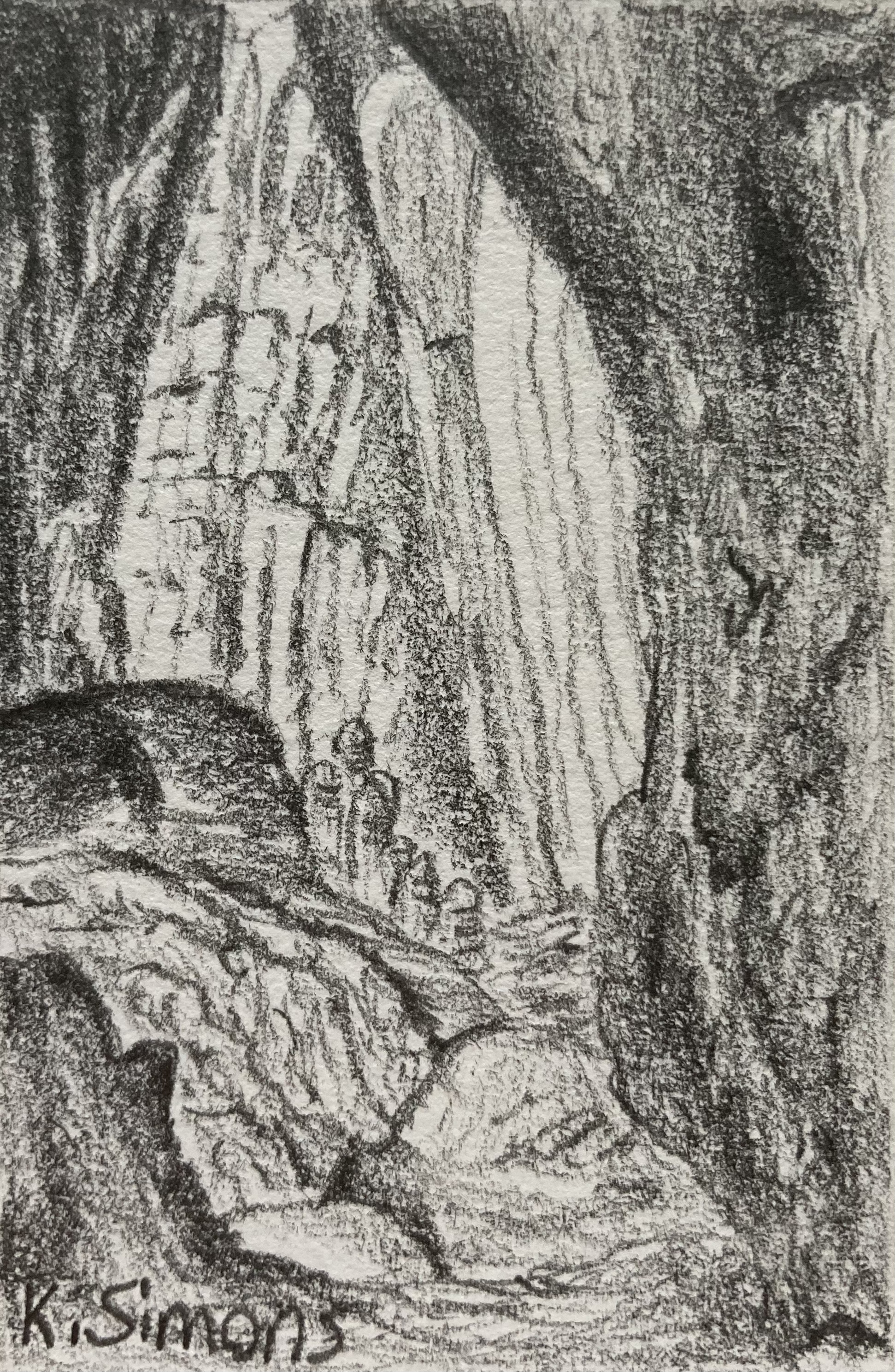 Crystal Grottoes Caverns (Pencil on paper, 2x3 inches, August 2025)