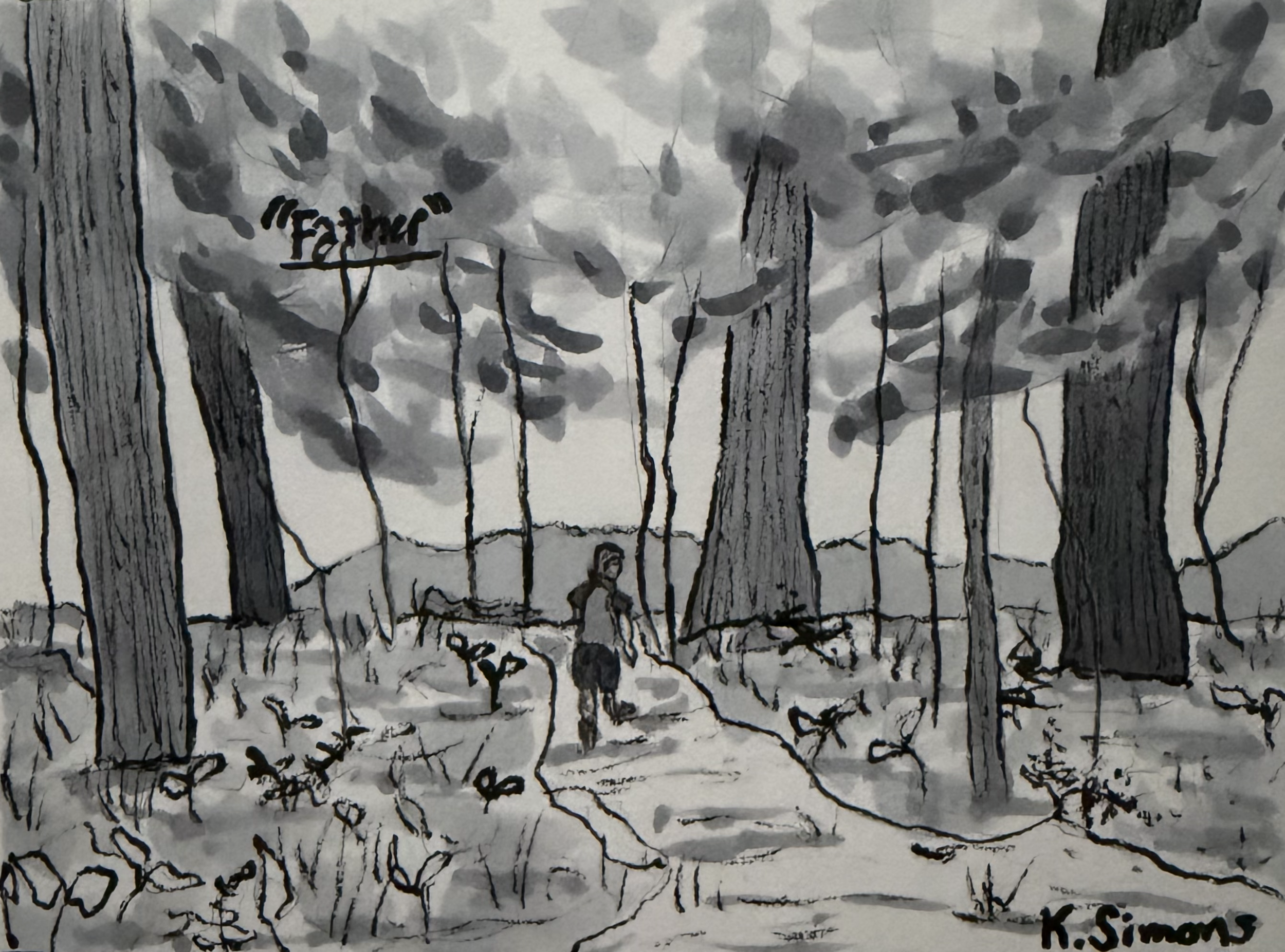 Inktober #25: Father (Pen, pencil & marker on paper, 4x3 inches, June 2026)