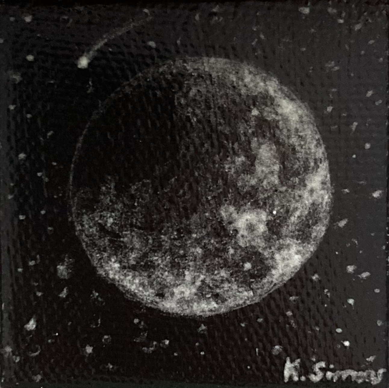 Moon Light, Phase I: Sunlight (Acrylic paint medium on canvas, 2x2 inches, June 2026)
