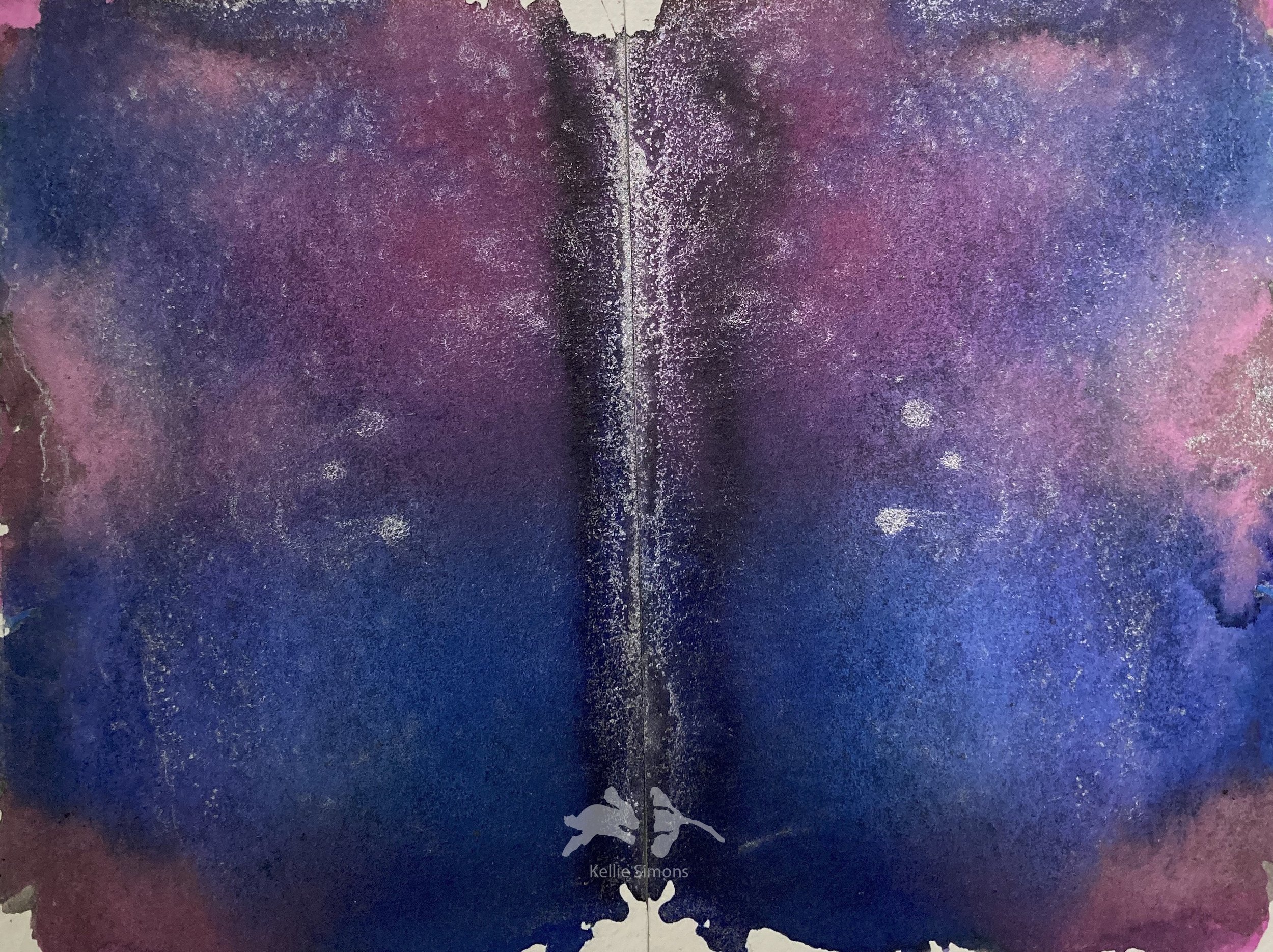 Fading Constellations in the Dark Night (Ink on paper, 8x6 inches together, July 2022)