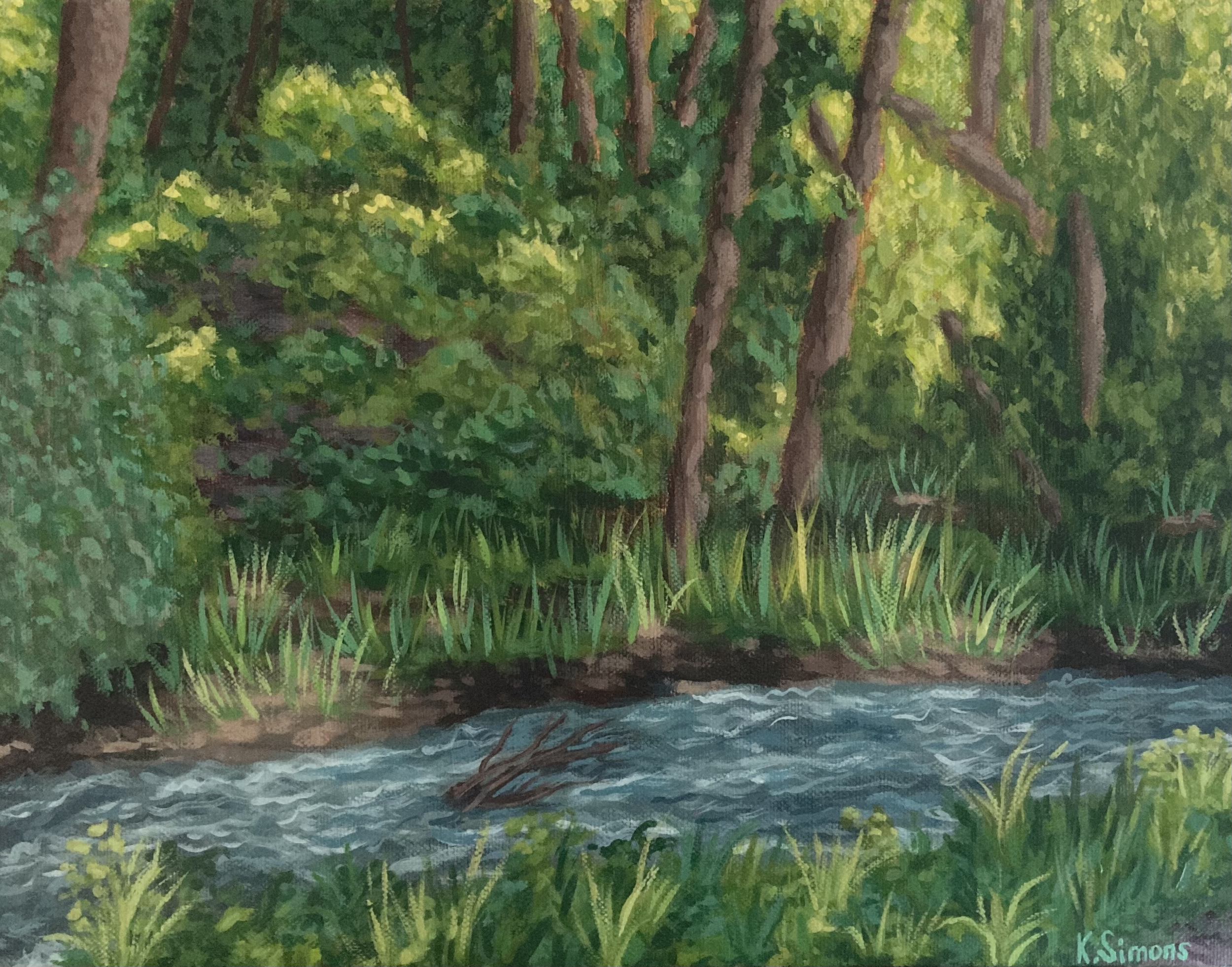 Dappled Spring (Acrylic on canvas, 14x11 inches, April 2026)