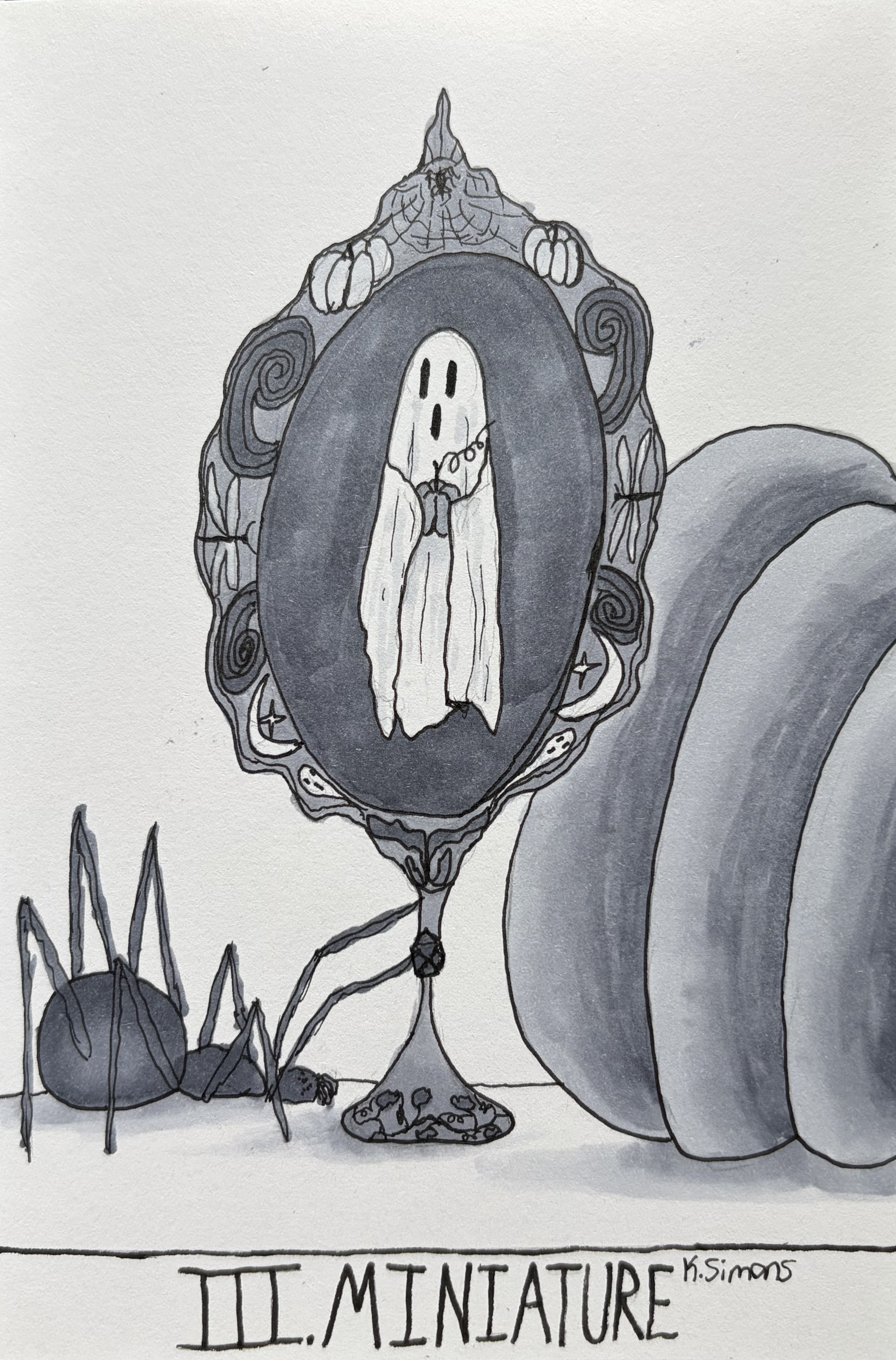Miniature (Pen, pencil & marker on paper, 4x6 inches, October 2026)