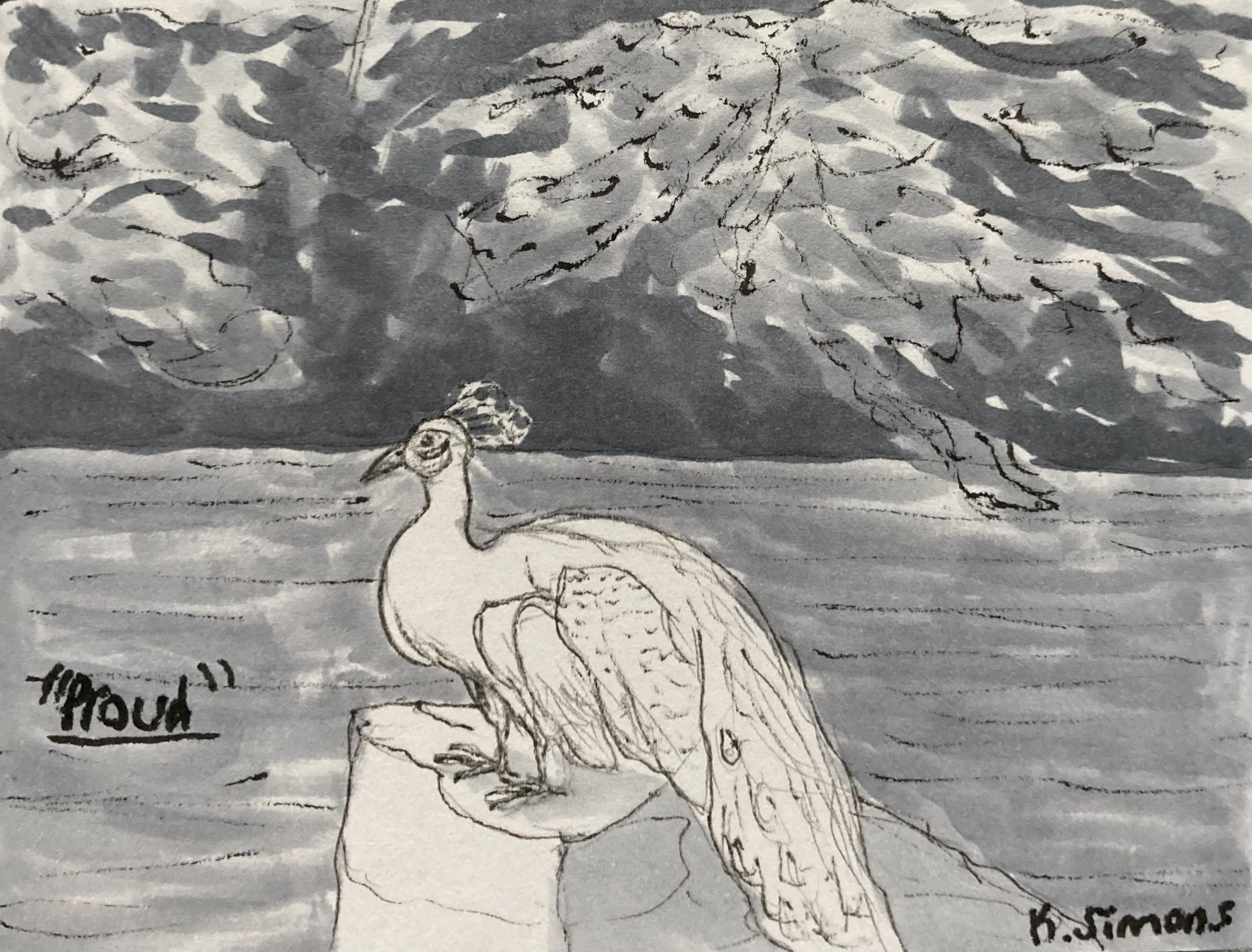 Proud (Pen, pencil & marker on paper, 4x3 inches, May 2026)