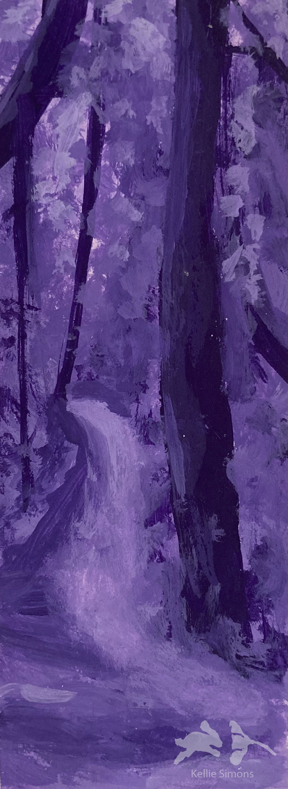 Shady Path (Gouache on paper, 1.5x4.5 inches, August 2022)