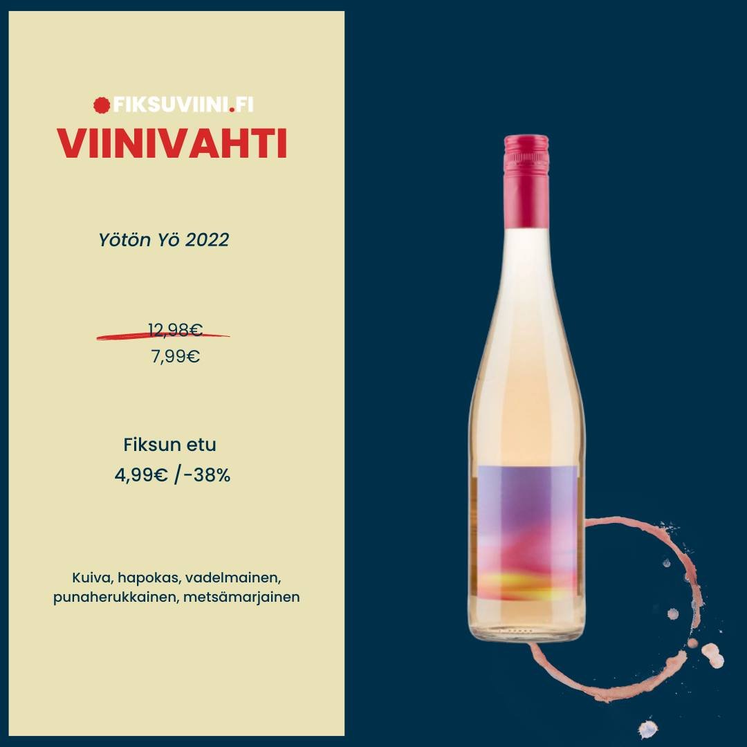 Viinivahdin haravasta l&ouml;ydetyt viinivinkit kev&auml;&auml;n piknikkej&auml; varten! 

Y&ouml;t&ouml;n Y&ouml; -rose Sp&auml;tburgunder viini Saksasta alle 8&euro;! Ei pit&auml;isi olla mahdollista, mutta on. Pirte&auml; riesling italico l&ouml;y