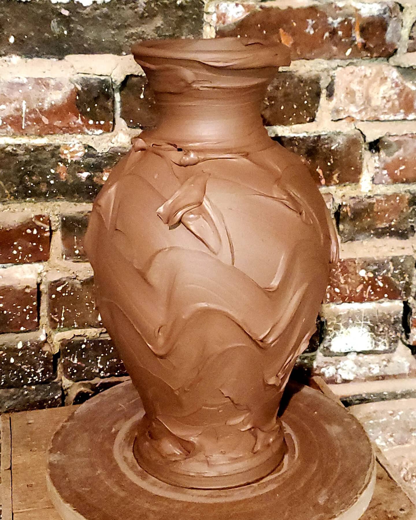 Thrown and slip trailed vase 15 inches.

#rooftoppottery
#vase 
#sliptrailing 
#pottery