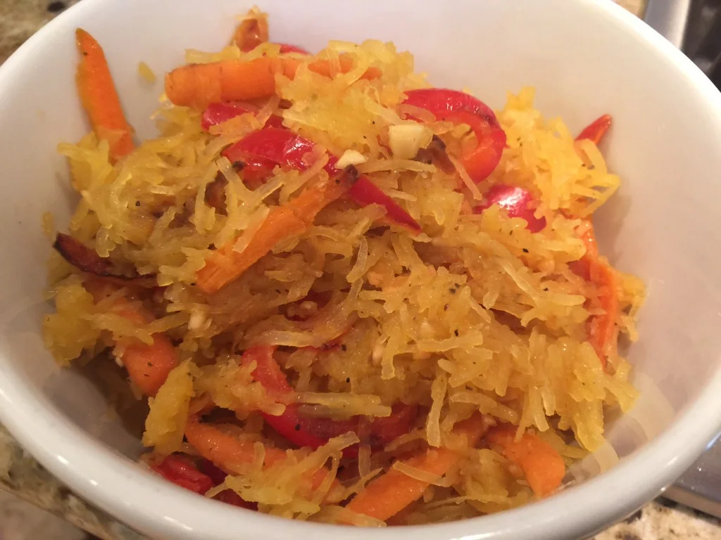 Spaghetti Squash with Carrots, Red Peppers, and Basil