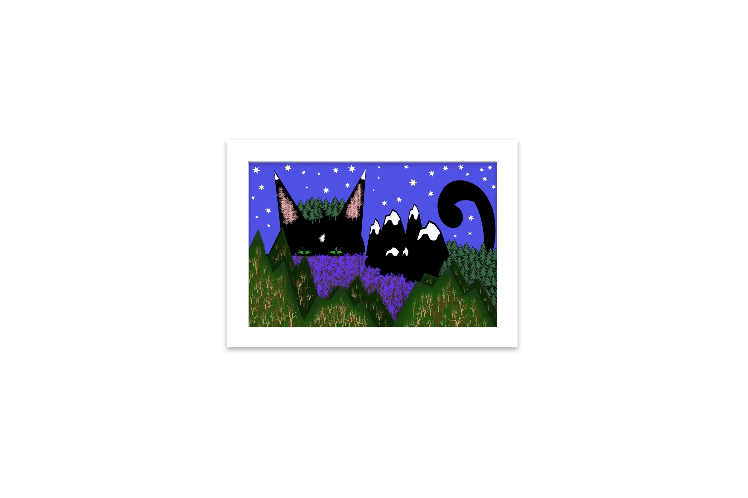 Mountain Cat in Unmatted Frame