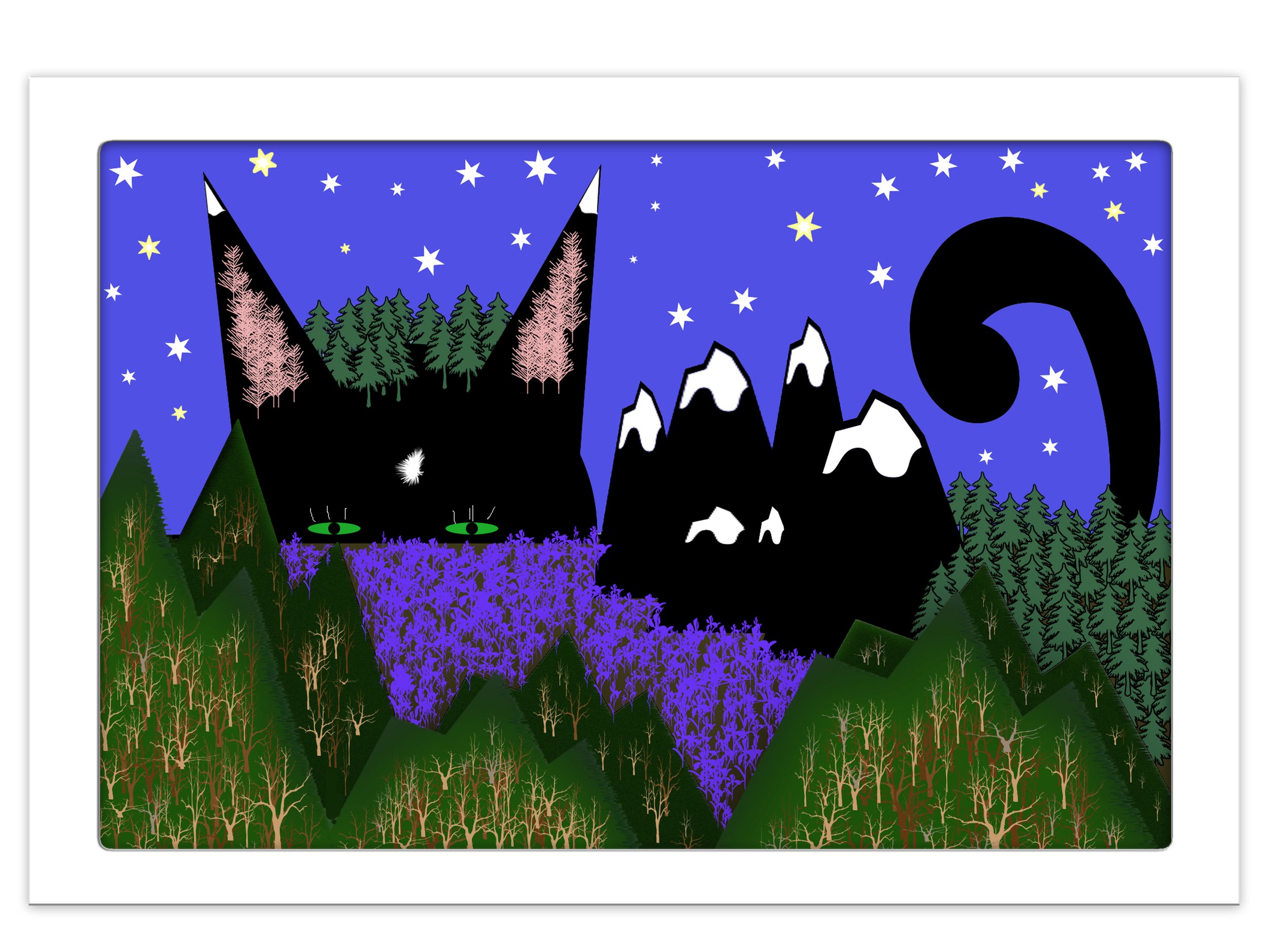 Mountain Cat in Unmatted Frame