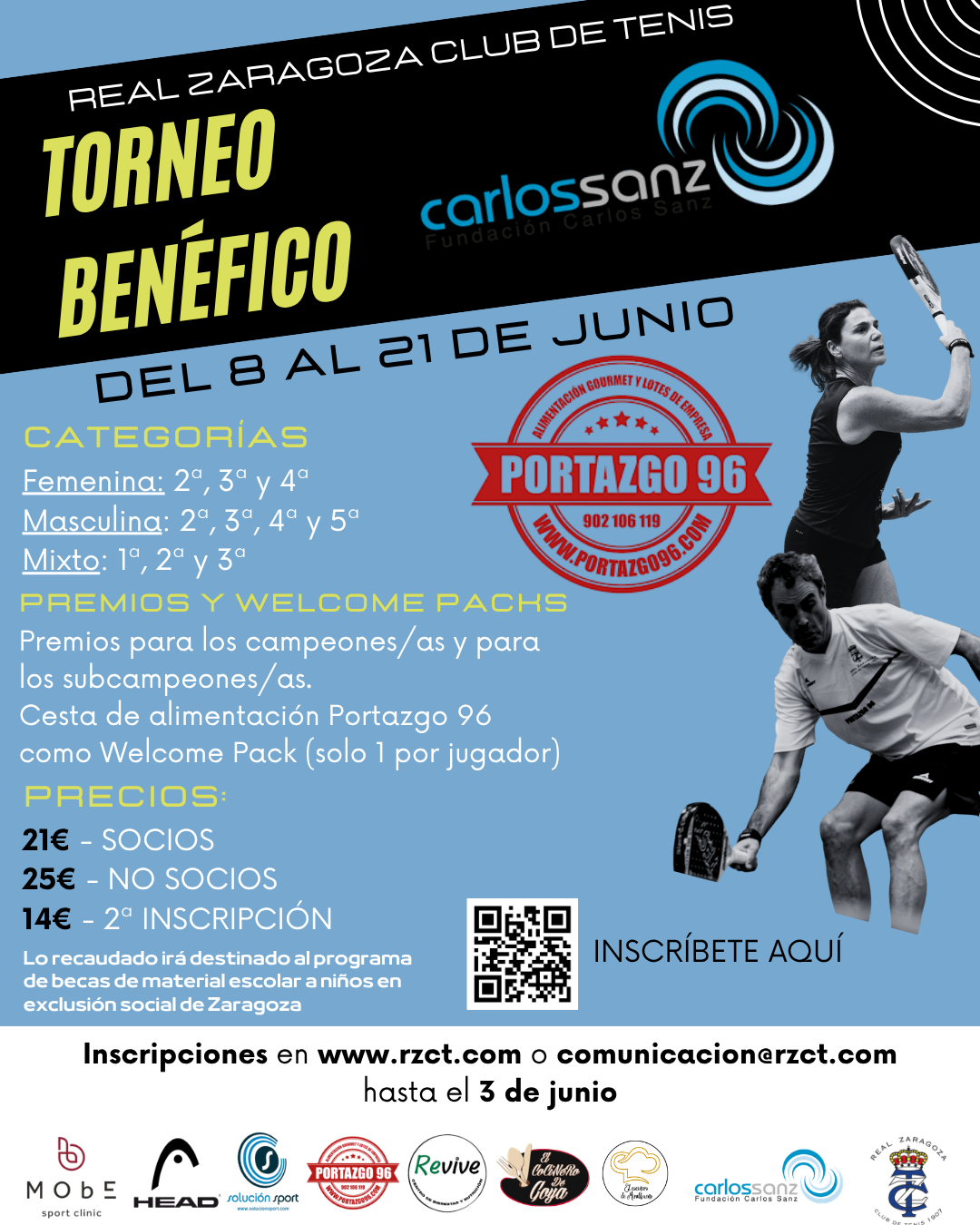El RZCT celebra la III Edición del Torneo de Pádel Benéfico de la Fundación Carlos Sanz