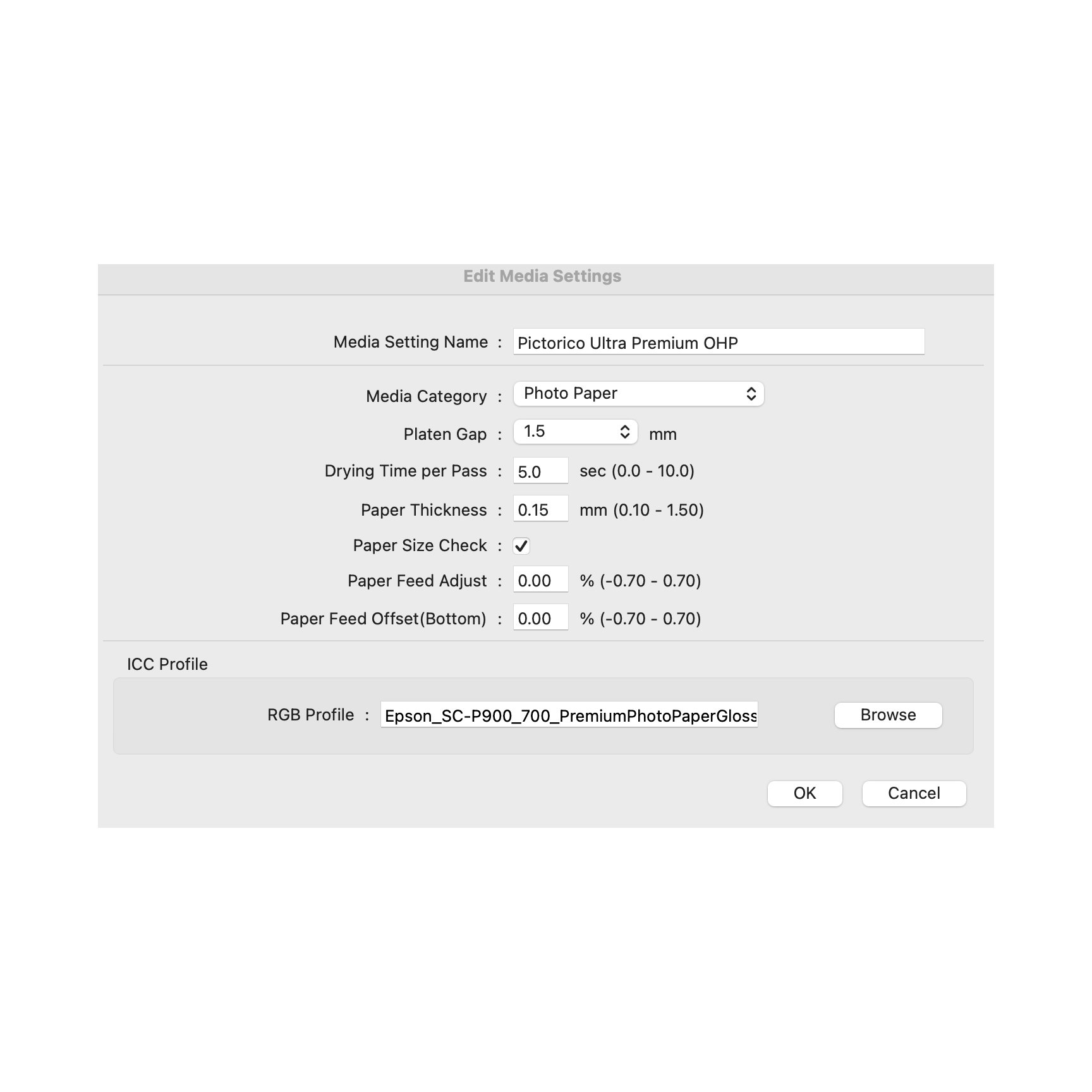 Printing negatives onto Pictorico Pro Ultra Premium OHP: creating an Epson media profile that is optimized for this transparency paper.