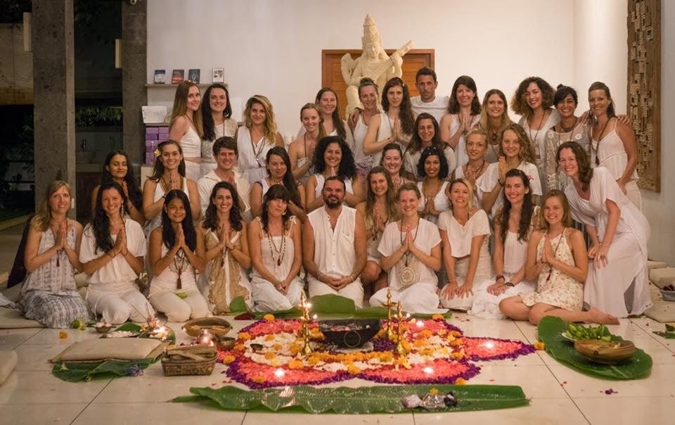 rebecca michelle, meditation coach in a picture with other yoga teacher training graduates