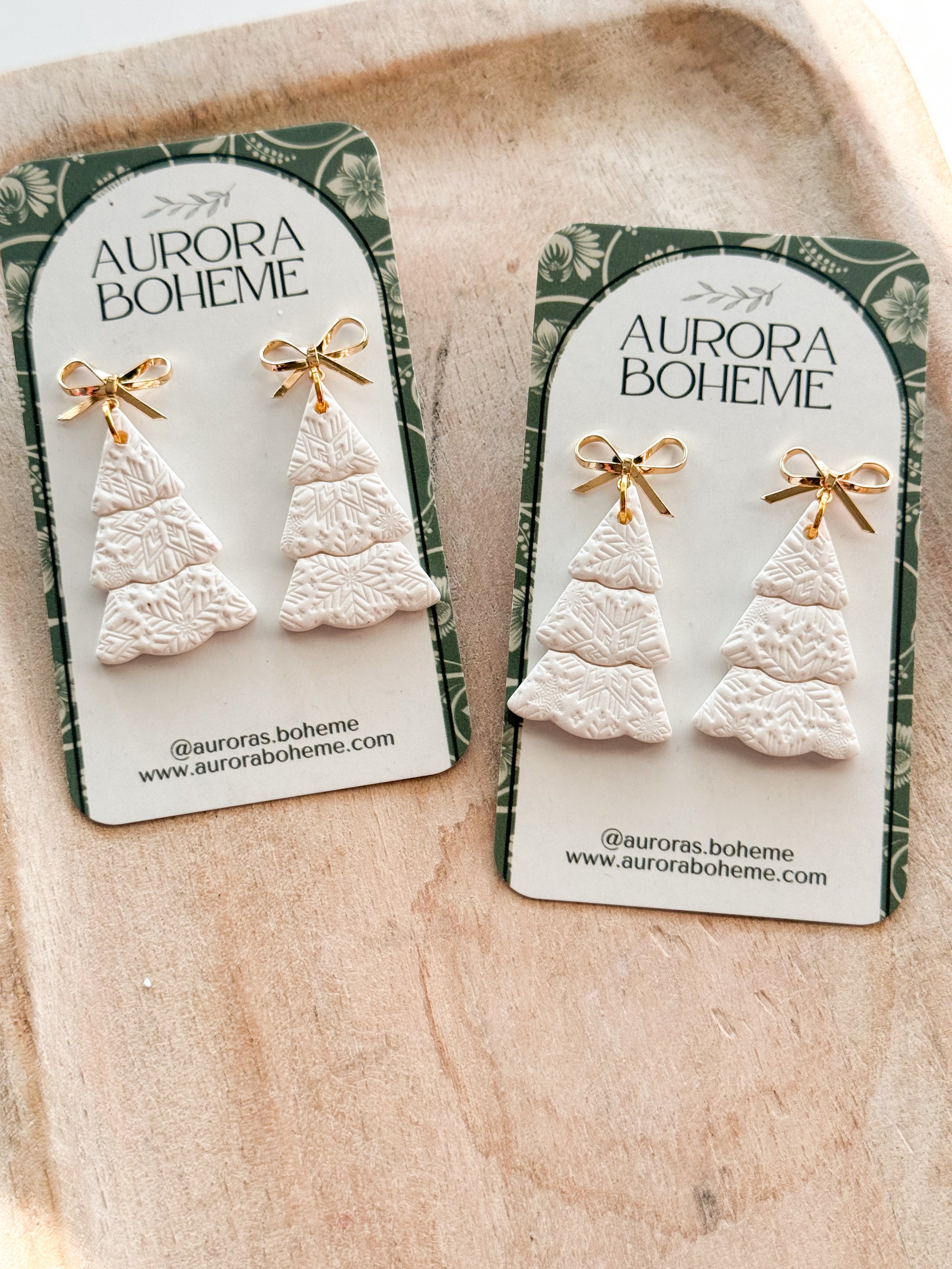 Embossed White Tree Dangle