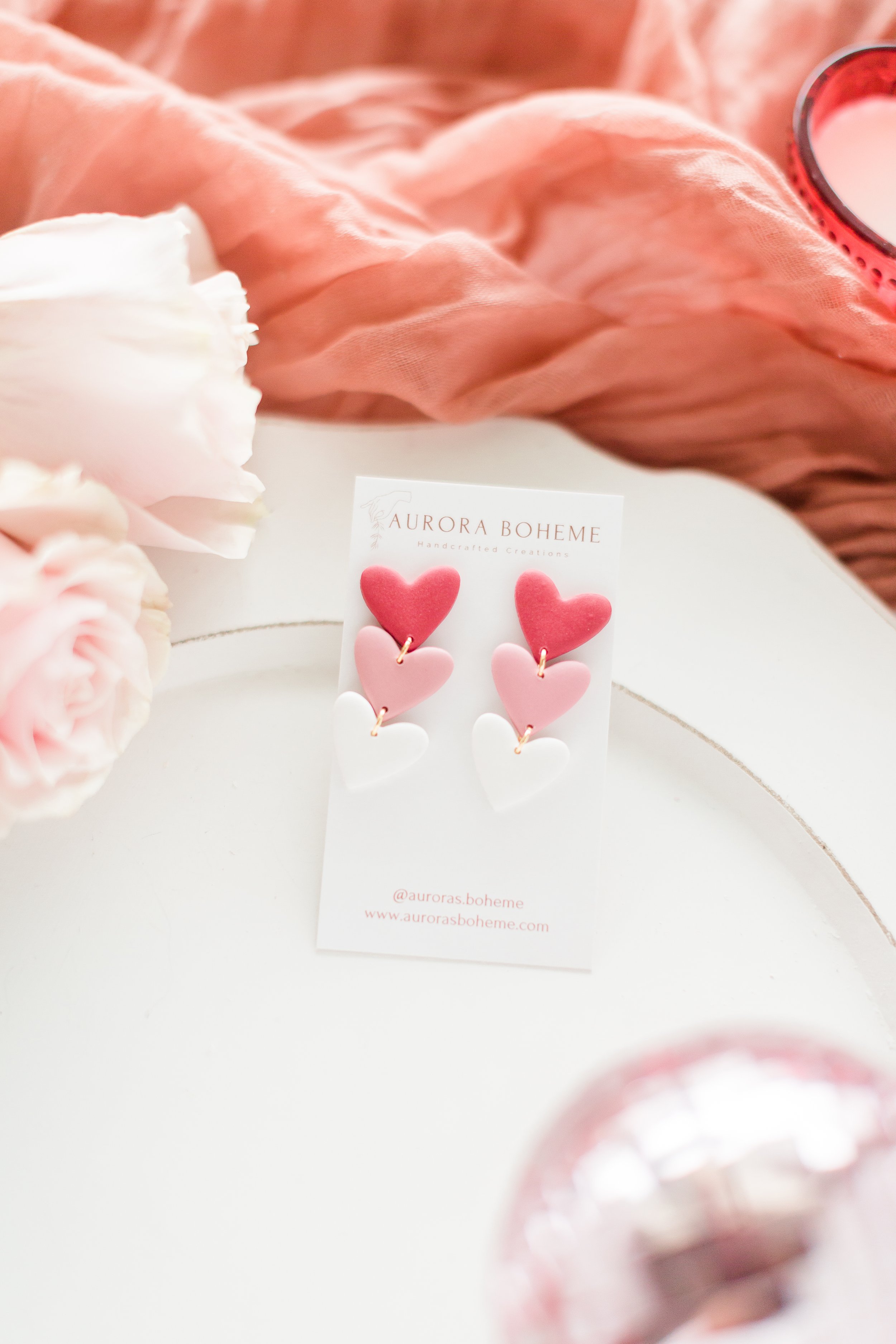 Pink Valentine Heart Dangles