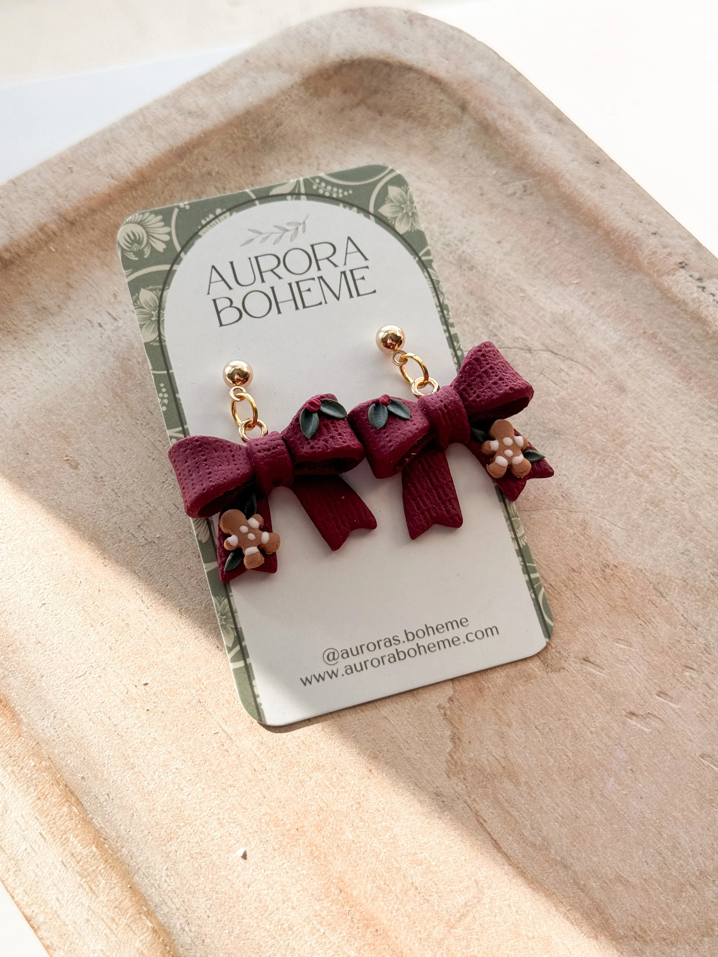 Maroon Gingerbread Bow