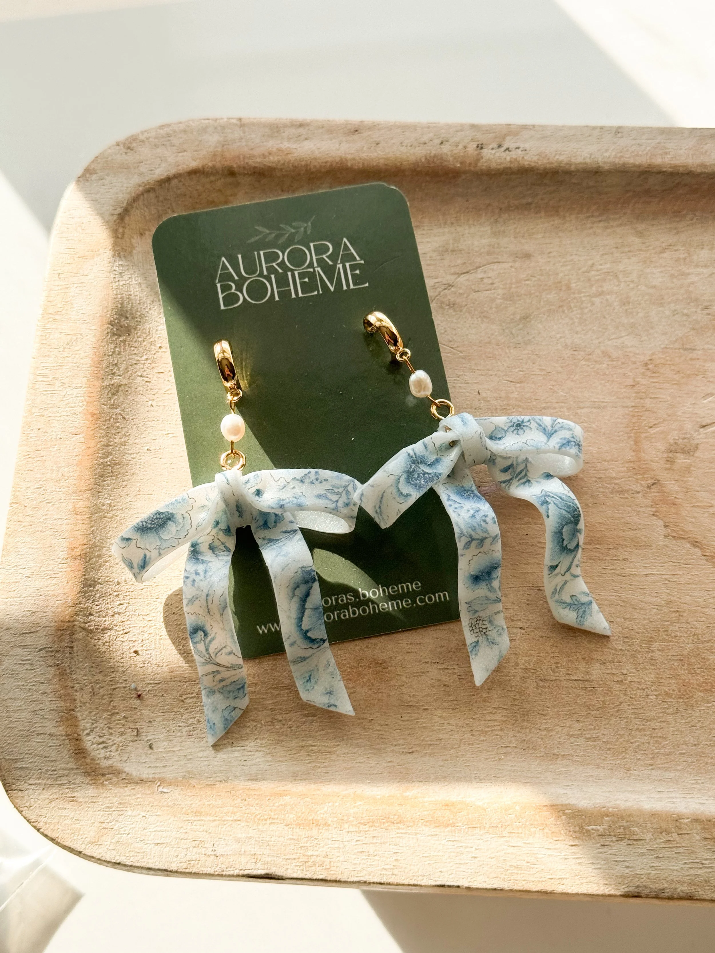 Pearl & Vintage Ribbon Dangle