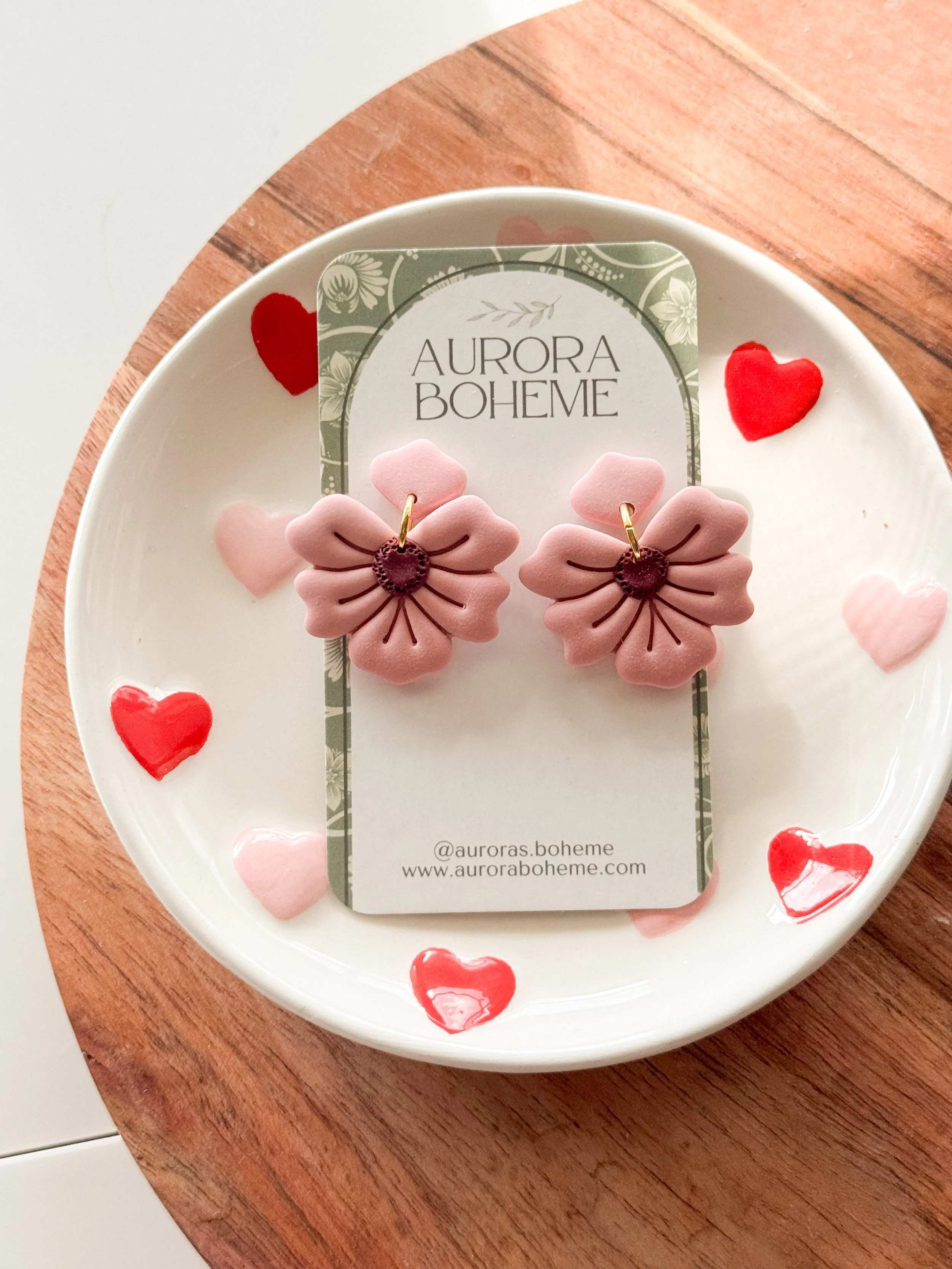 Pink & Maroon Heart Dangle