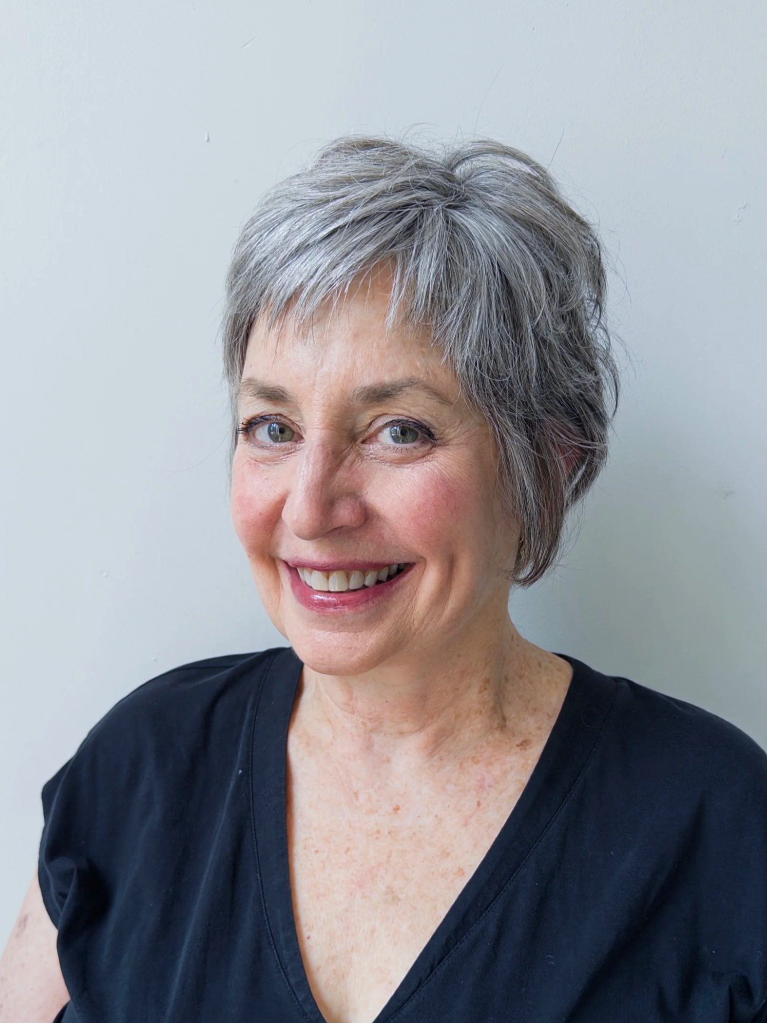 silver hair, grey hair pixie