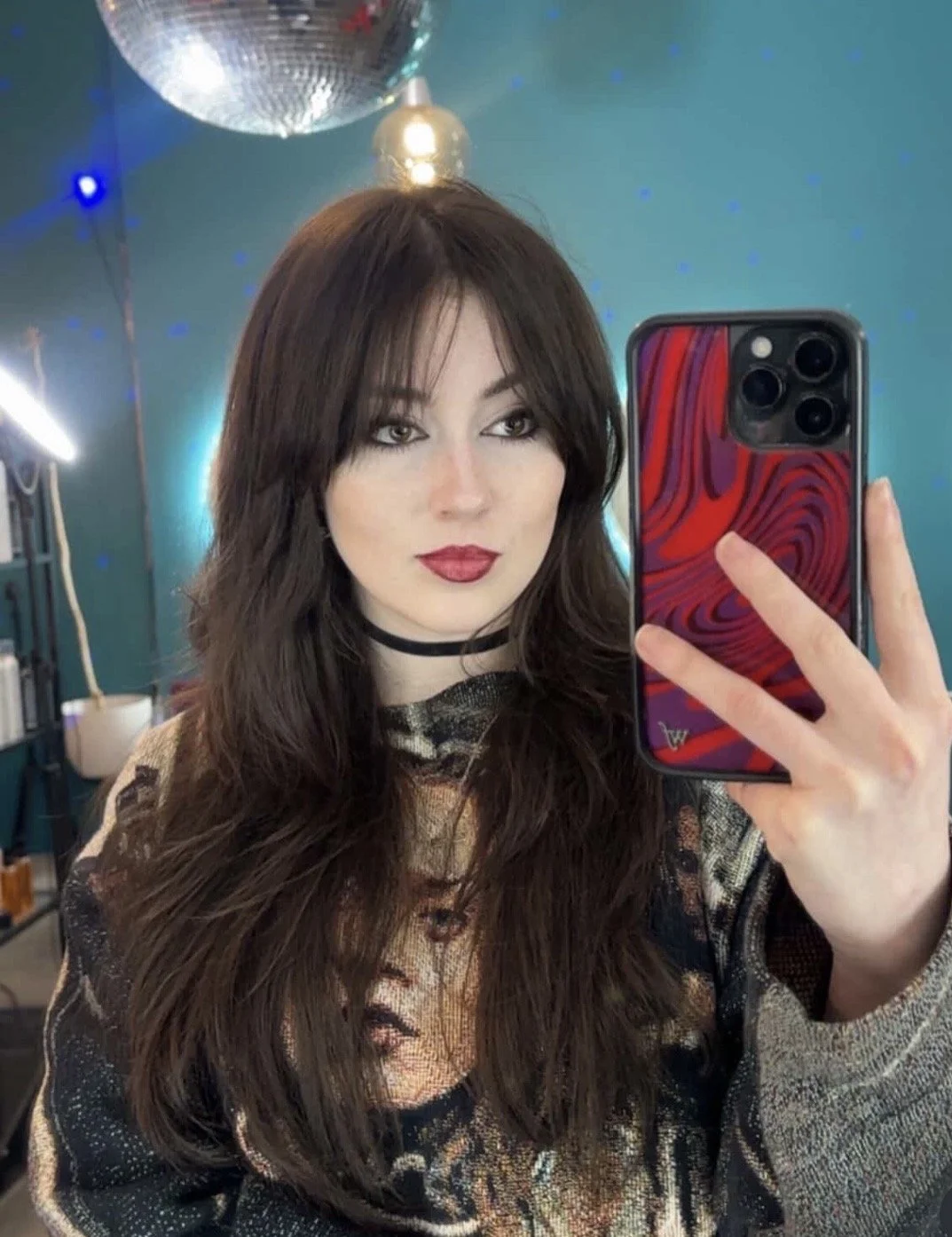 dark dramtic little dangerous makeover , wispy bangs, long layers, rich brunette gloss, brooklyn greenpoint