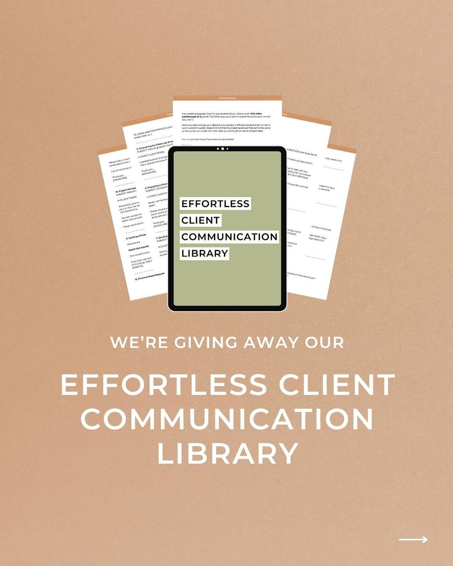Client communication doesn&rsquo;t have to be hard, or tiring, or tedious.

It can be easy, streamlined, personable, and professional!

The easiest way to achieve effortless client communication? 🤔

With 📝pre-written email/message templates that ⏰s