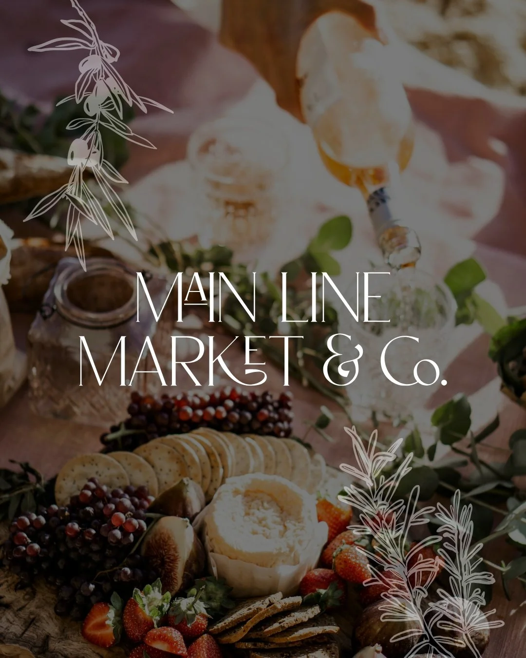 Meet Main Line Market &amp; Co., a charcuterie and entertaining brand based in Pennsylvania, opening soon!

We worked with them to develop an elevated, sleek brand with creative typography, hand-drawn illustrations, custom brand patterns, and directi
