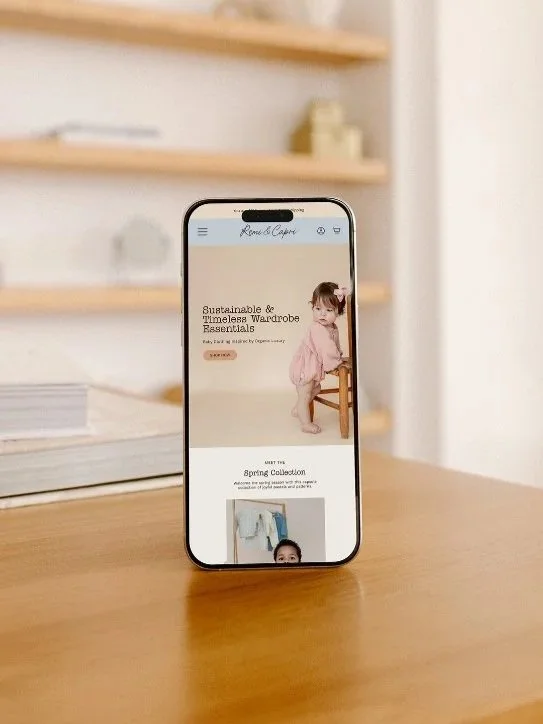 mobile view of shopify website for baby clothing brand