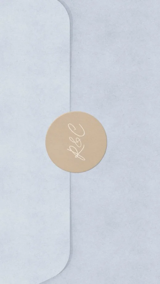 blue envelope with logo for baby brand