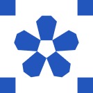 Quilt-style blue flower icon