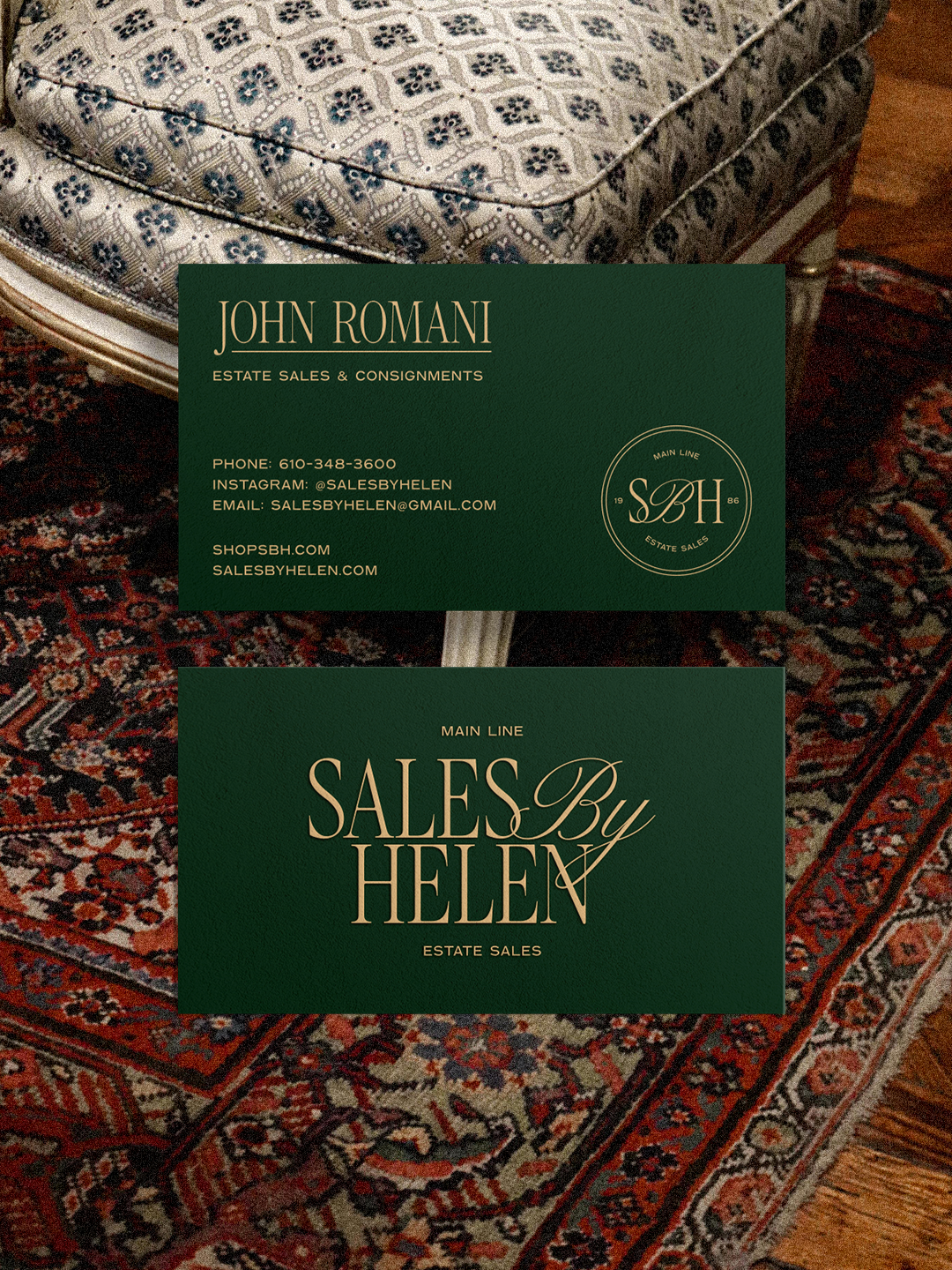 luxury estate sale brand business cards