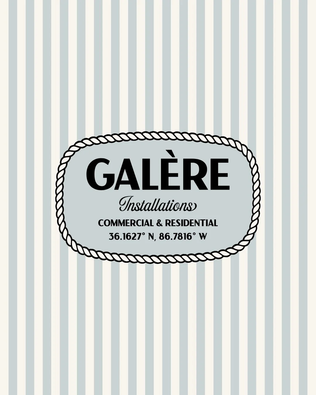 galere installations logo on striped background