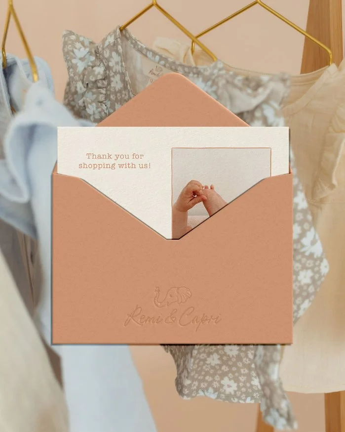 custom print collateral cards for baby brand