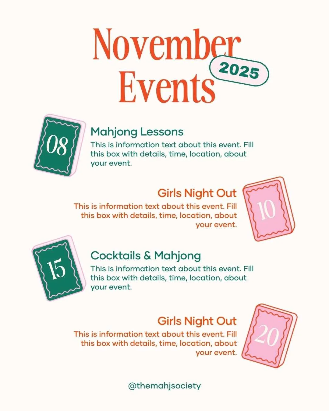 Mahjong Society social media graphic templates