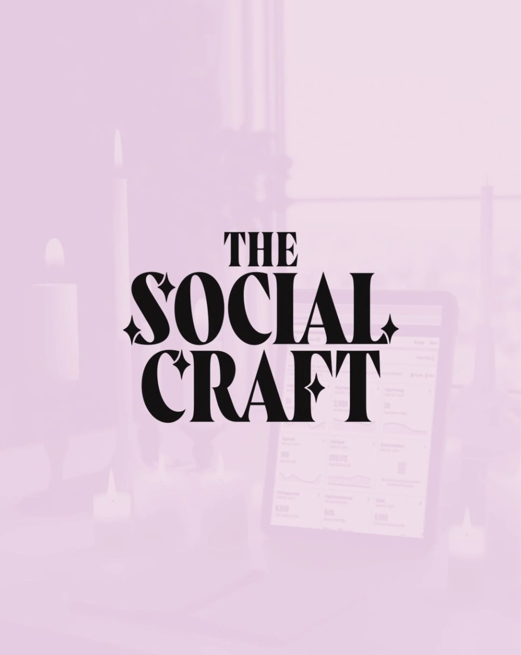 "the social craft" black logo on purple overlayed image